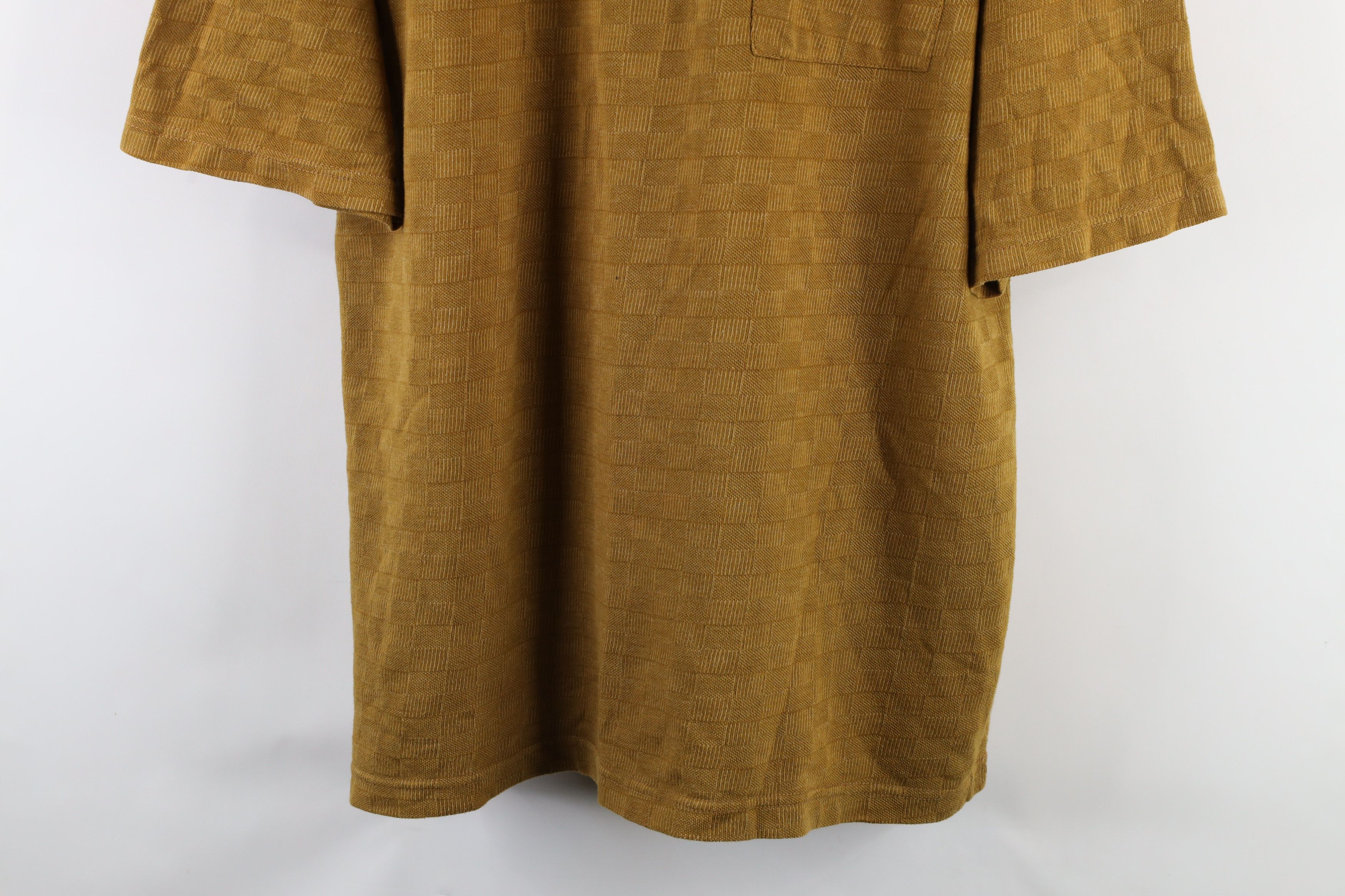 Vintage Vintage 90s Streetwear Checkered Knit Pocket T-Shirt Gold Size US XL / EU 56 / 4 - 3 Thumbnail