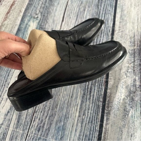 Franco Sarto Vintage Franco Sarto Black Leather Backless Loafers Size US 7.5 / IT 37.5 - 3 Thumbnail