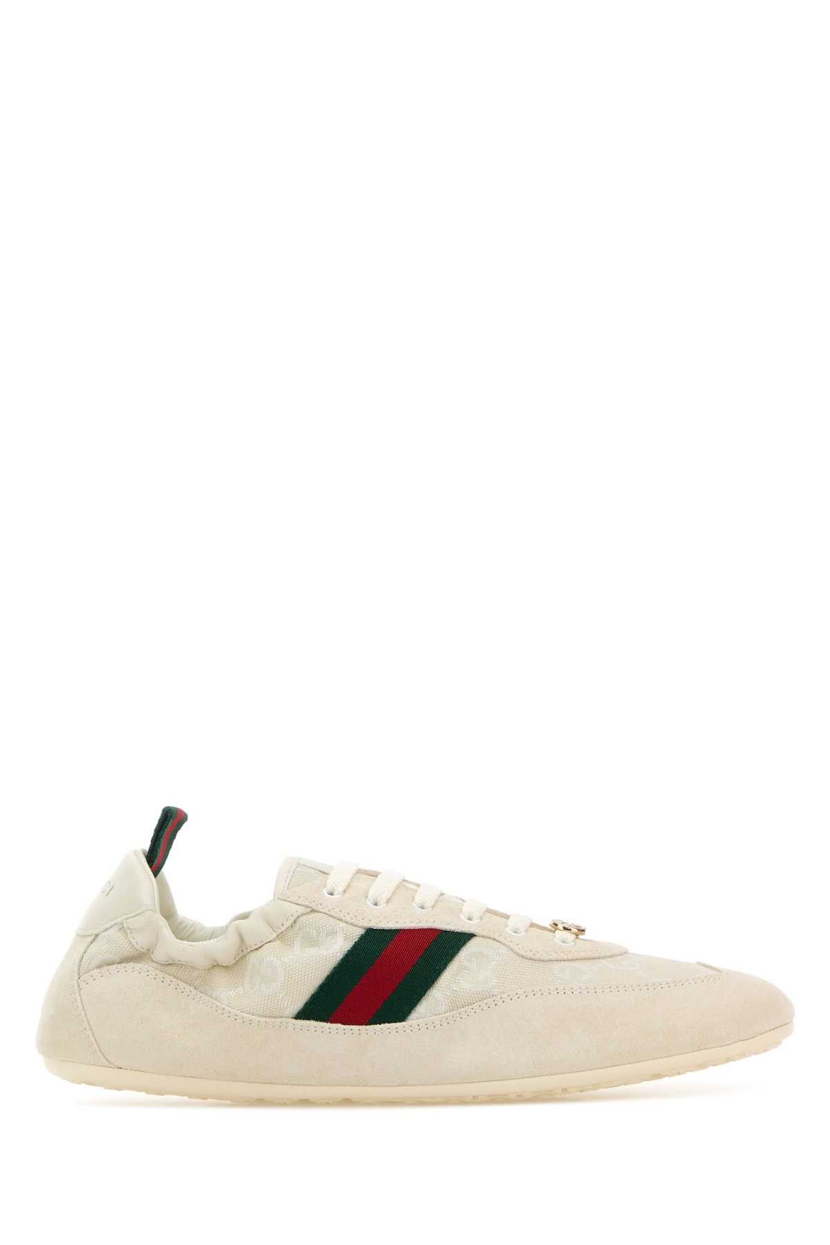 Gucci Ivory Gg Fabric And Suede Sneakers Size US 11 / IT 41 - 1 Thumbnail