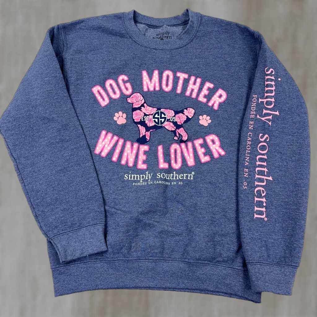 Vintage Simply Southern Sweatshirt Women S Gray Crewneck Logo Print Christmas Modern Dogs Mom Wine Lover 50% Polyester 50% Cotton Zip? No closure pullover. Size S / US 4 / IT 40 - 1 Thumbnail