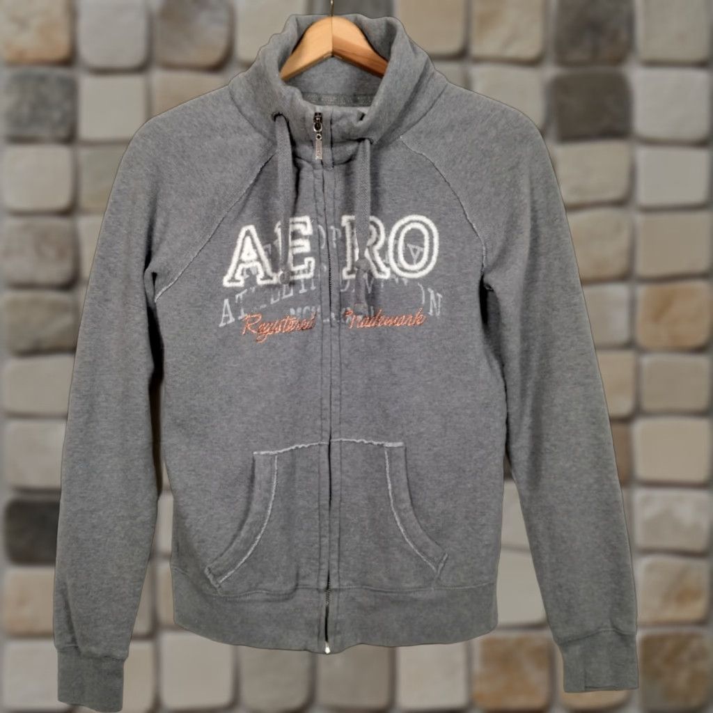 Vintage Aéropostale Sweatshirt M Slim Gray Full Zip Embroidered High Neck AERO Sporty Athleisure Women Size M / US 6-8 / IT 42-44 - 1 Thumbnail