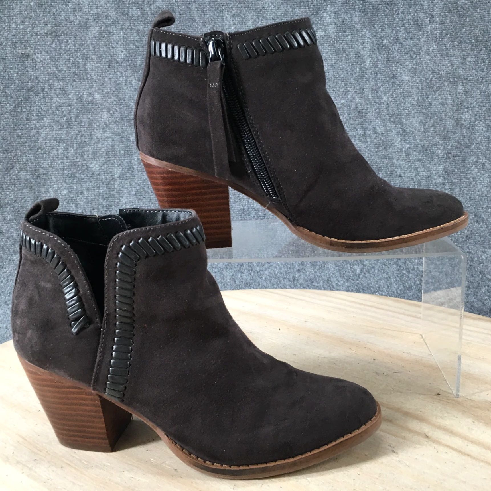 Dolce Vita Dolce Vita Boots Womens 5.5 Ankle Booties Brown Fabric Side Zipper Casual Heels Mid 2.75in Bootie Womens Brown Fabric Zip Size US 6 / IT 36 - 2 Thumbnail