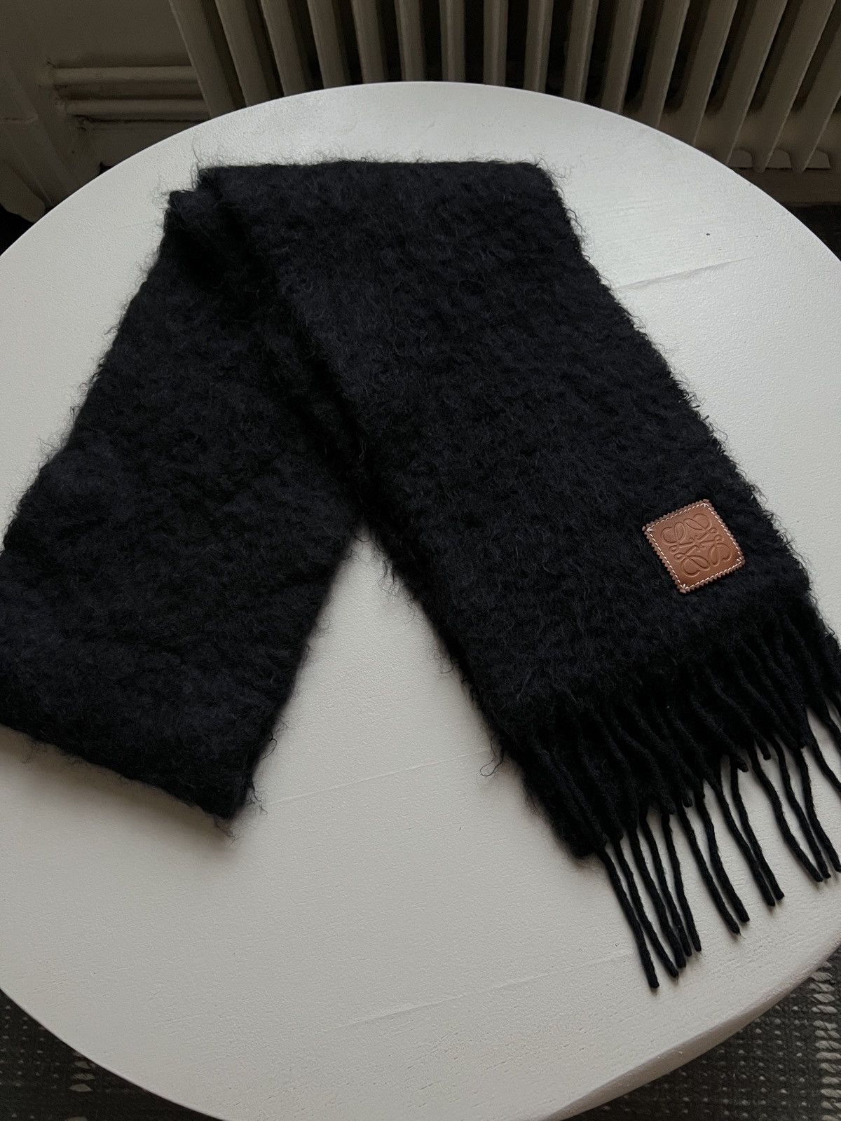 image of Loewe Mohair And Wool Scarf in Black, Men's