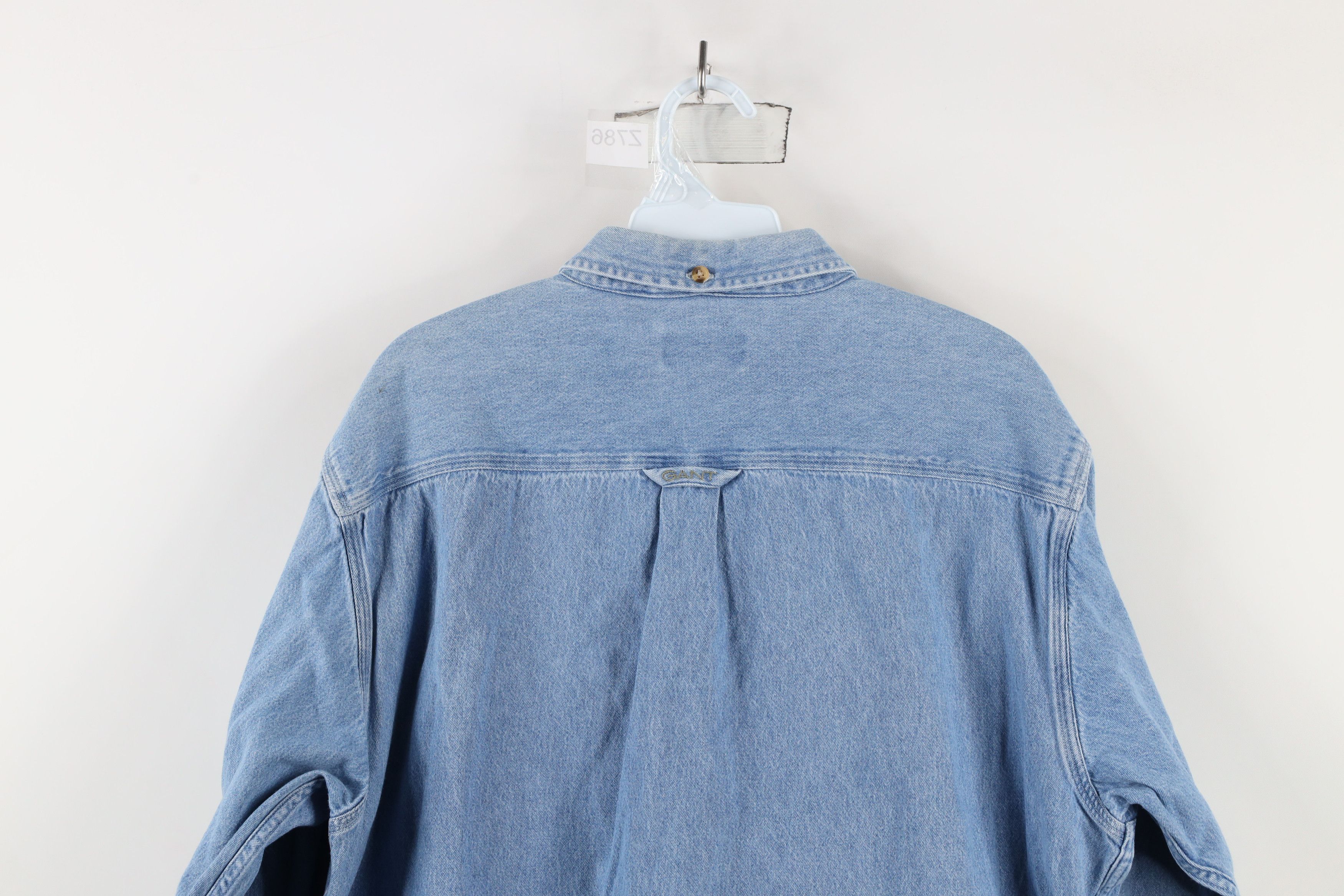 Vintage Vintage 90s Streetwear Jean Button Down Shirt Blue Indigo Size US L / EU 52-54 / 3 - 12 Thumbnail