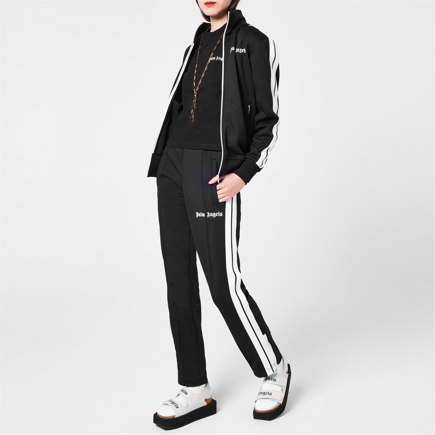 Palm Angels o1g2r1mq0325 Lassic Track Pant in Black & White Size 32" / US 10 / IT 46 - 7 Thumbnail