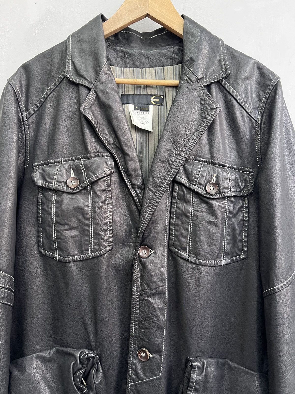 Designer × Just Cavalli × Roberto Cavalli blazer ROBERTO CAVALLI JACKET LEATHER NYLON BONDAGE Size US L / EU 52-54 / 3 - 2 Thumbnail