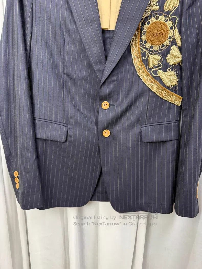 Dries Van Noten Dries Van Noten Size 46 Pinstripe tailored blazer with meta Size 40R - 5 Thumbnail