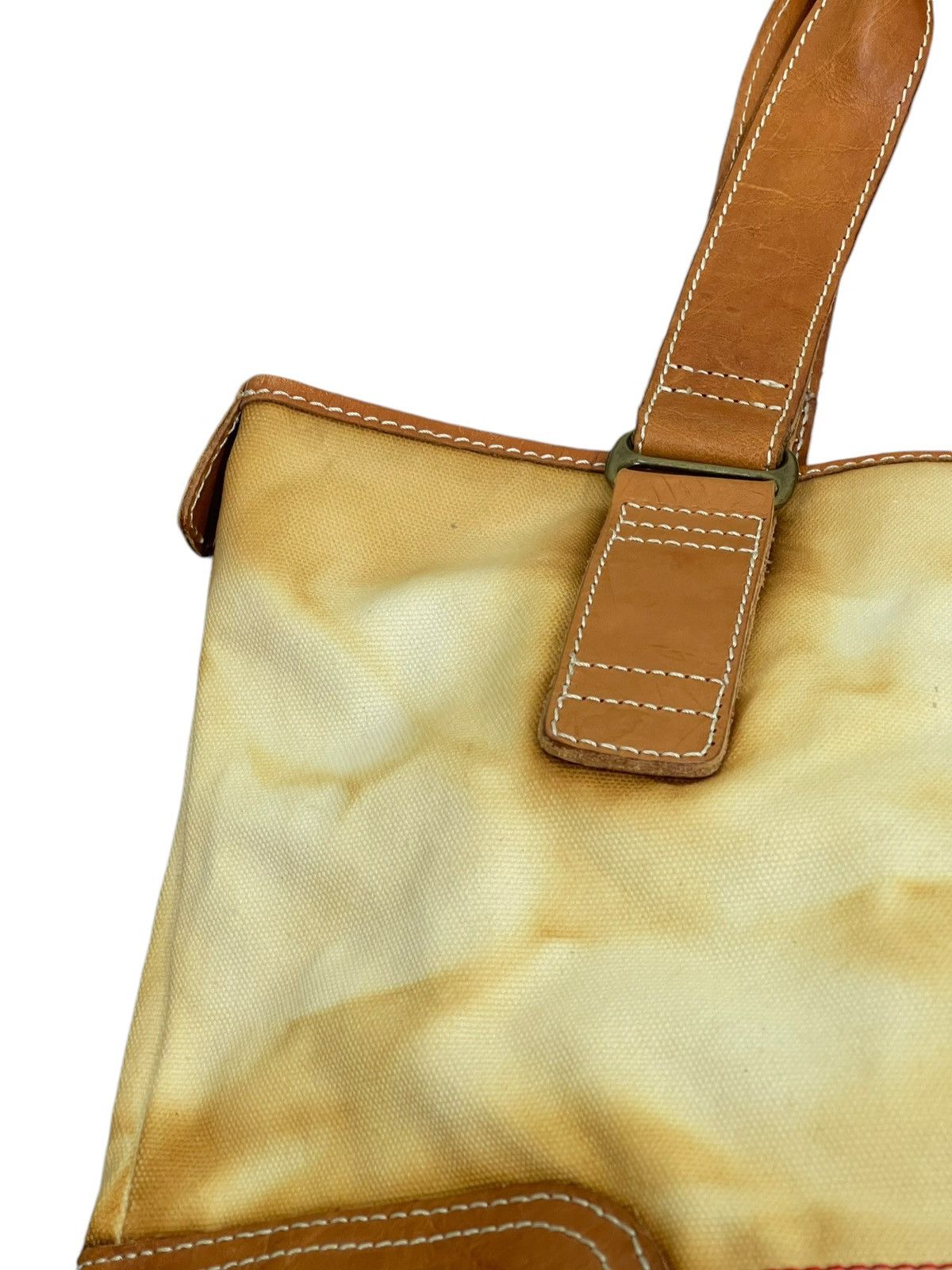 Genuine Leather Leather Cotton Canvas Vtg Tommy Hilfiger Tote Bag 4🟩 Size ONE SIZE - 18 Thumbnail
