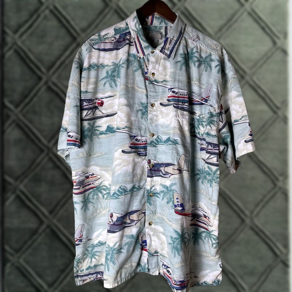 Vintage VINTAGE Weekender Shirt Mens 2XL Blue Airplane Hawaiian Retro Aloha Travel Casual Short Sleeve Button-Up Size US XXL / EU 58 / 5 - 1 Thumbnail