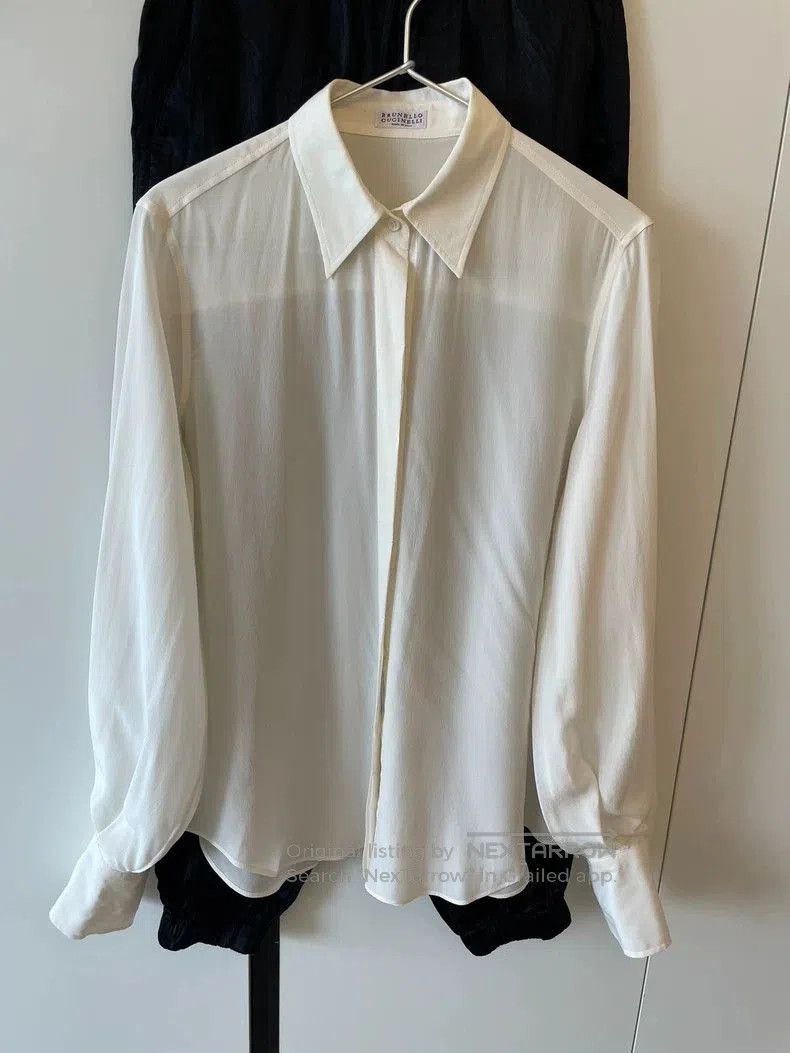 Brunello Cucinelli Brunello Cucinelli White Silk Shirt. Size US S / EU 44-46 / 1 - 1 Thumbnail