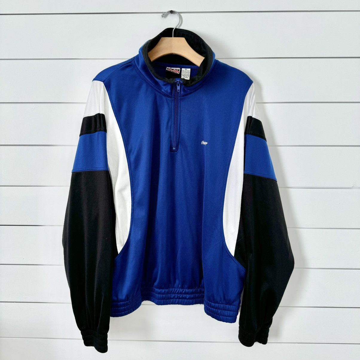 VTG 80s/90s Rawlings Vertical Stripe 3/4 Zip Sweater XL