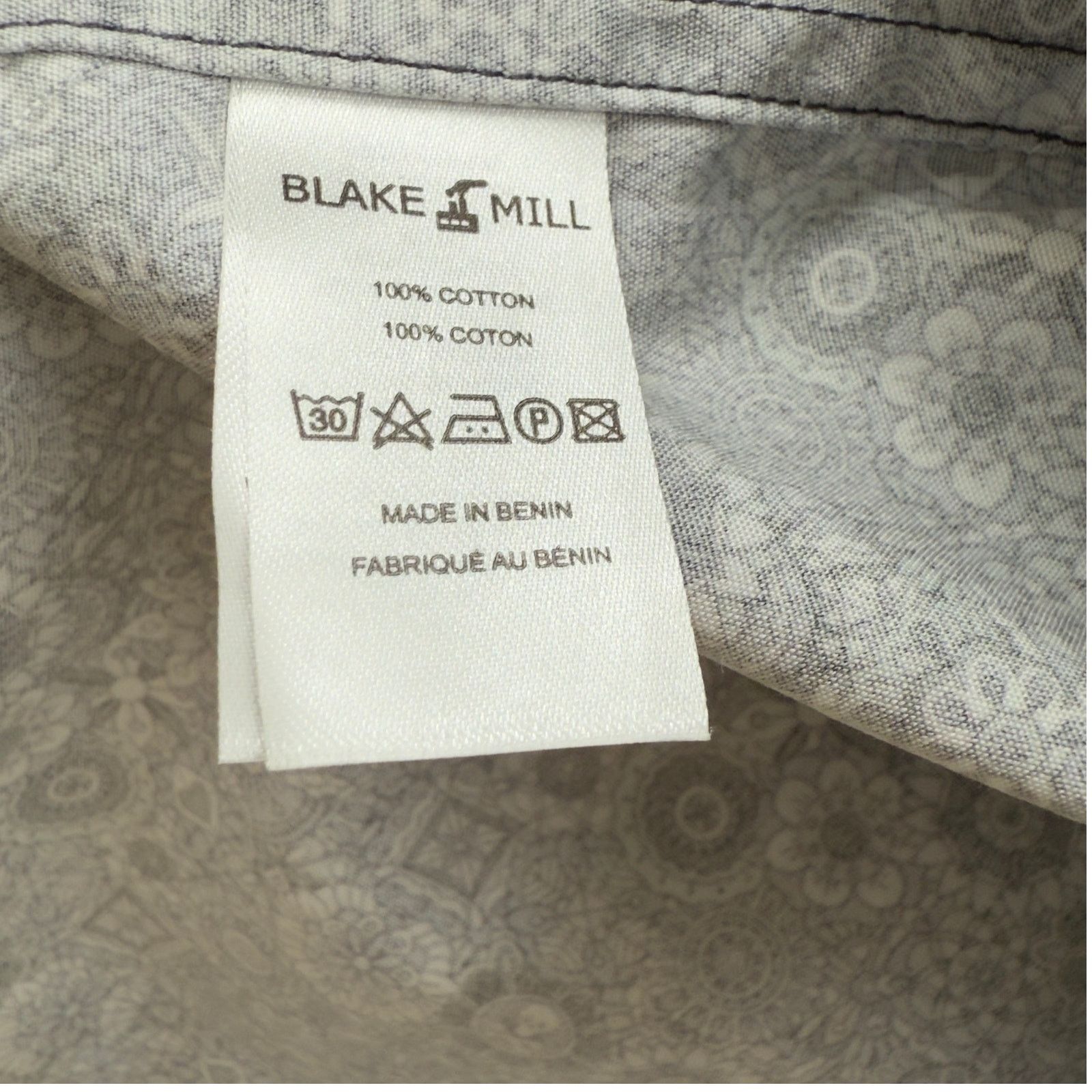 Other Blake Mill Blue Floral SKULLS Cotton Button Down Shirt NWT Size US XXL / EU 58 / 5 - 9 Thumbnail