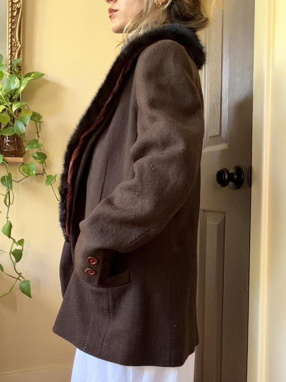 Other Vintage 1960s dark academia wool mink city coat Size M / US 6-8 / IT 42-44 - 2 Thumbnail