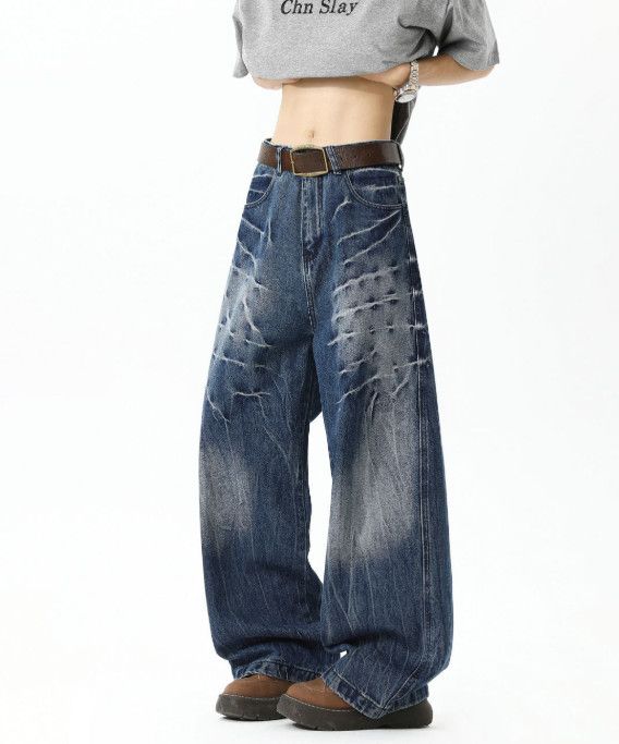 Japanese Brand Washed blue men's cool scimitar lightning jeans Size US 32 / EU 48 - 1 Thumbnail