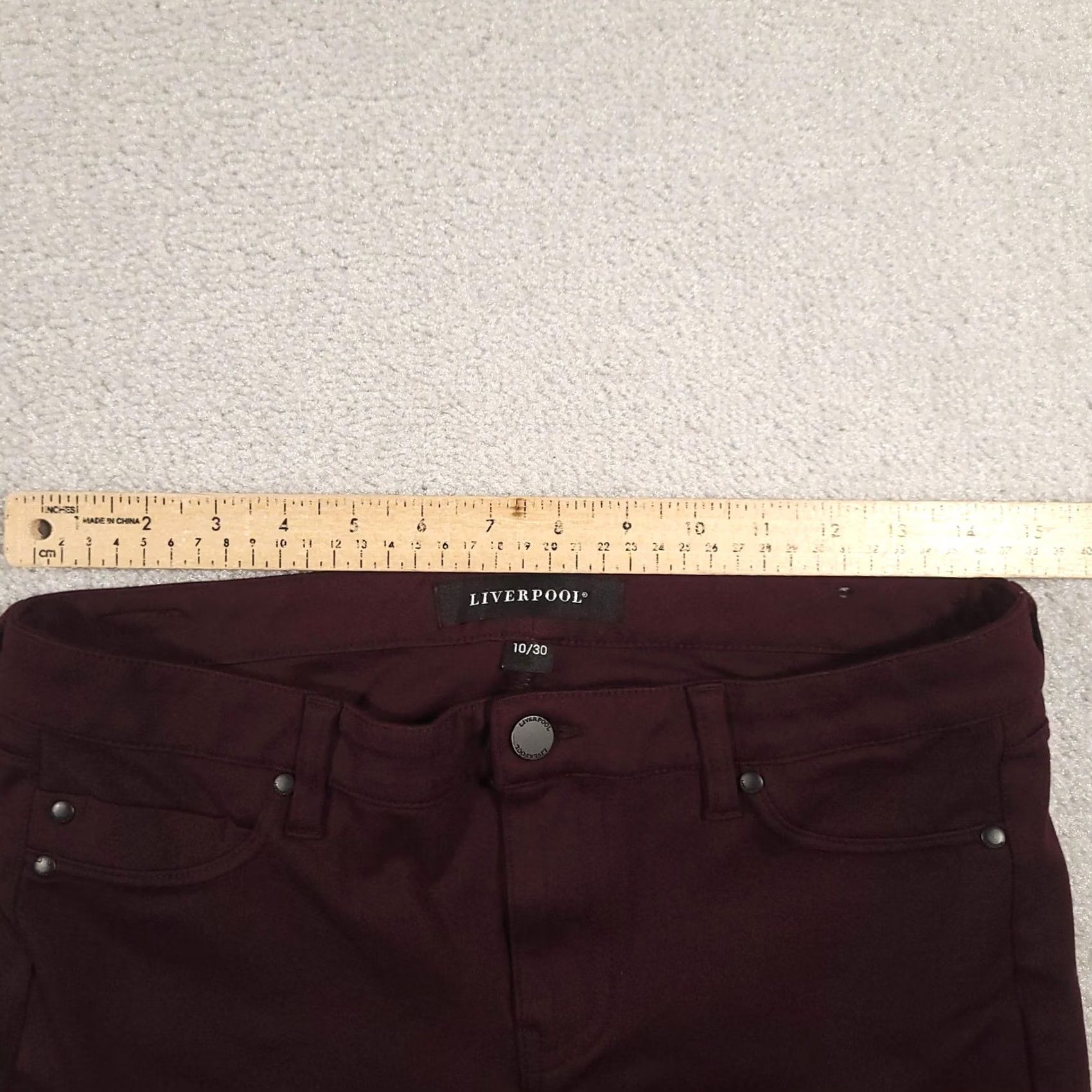 Vintage Liverpool Jeans Womens Skinny Pants Denim 10 Aubergine Burgundy Zip Five-Pocket Slim Rise Mid 29in Inseam Dark Dye Size 32" / US 10 / IT 46 - 7 Thumbnail