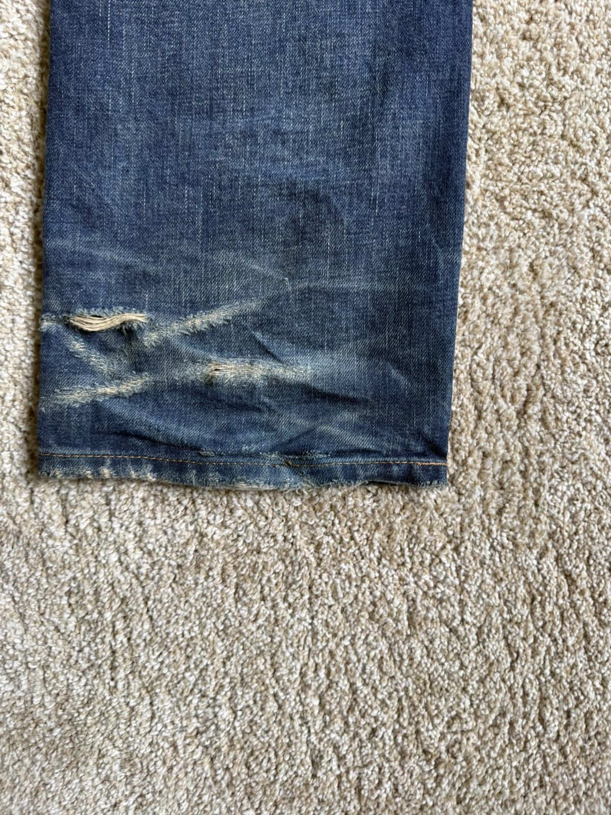 Celine Kurt Blowout Distressed Blue Marble Wash Denim Size US 29 - 6 Thumbnail