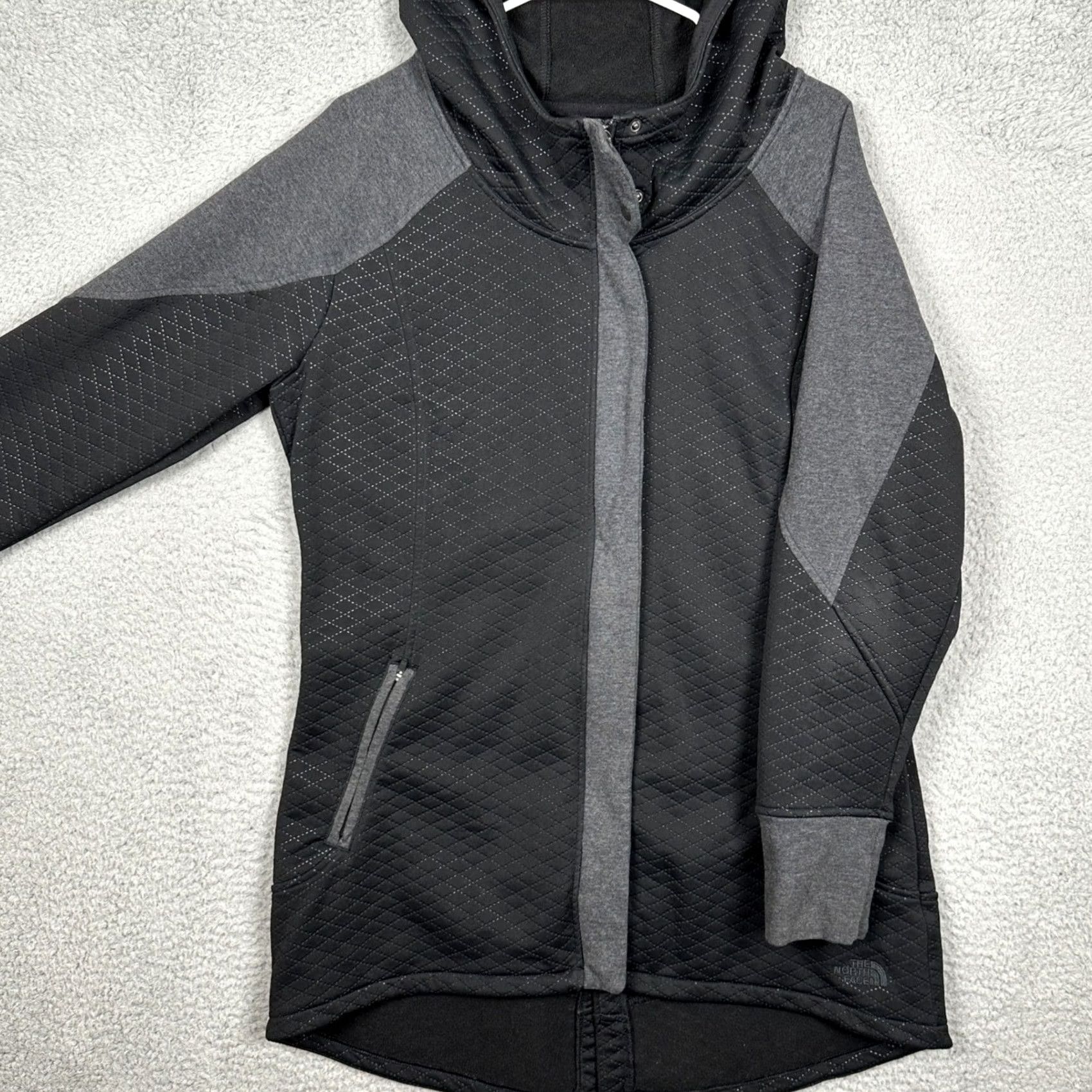 The North Face The North Face Jacket Womens L Black Grey Hooded Quilted Long Sleeve EUC Size L / US 10 / IT 46 - 2 Thumbnail