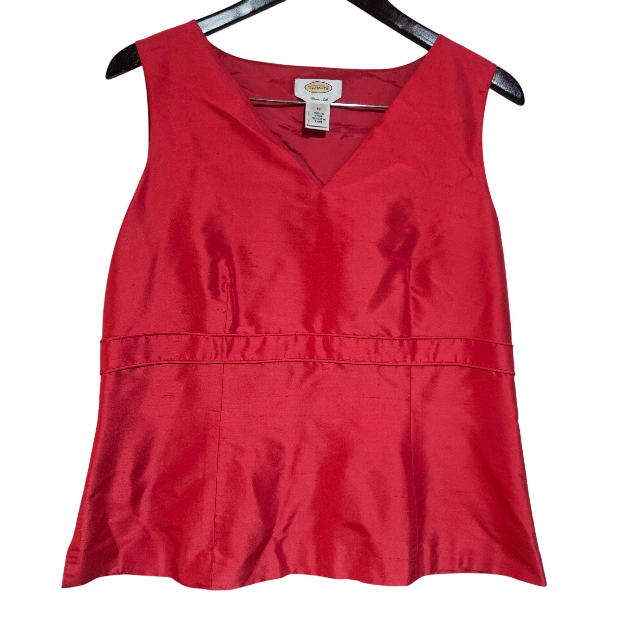 Talbots Talbots Women's Silk Top Red Medium Holiday Glam Minimalist Size XL / US 12-14 / IT 48-50 - 2 Thumbnail