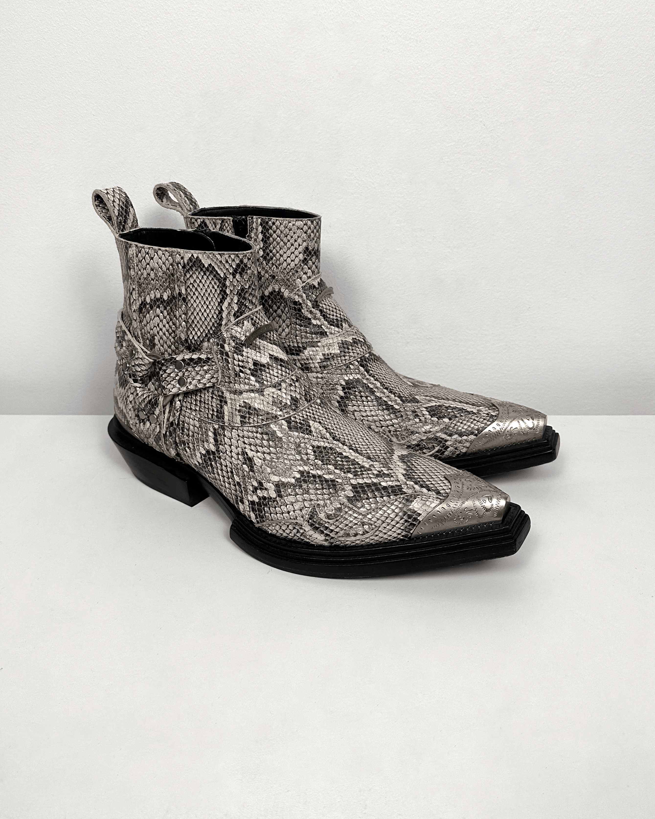 Balenciaga Balenciaga Santiag Snakeskin Metal Toe Harness Cowboy Boots Size US 10 / EU 43 - 1 Thumbnail