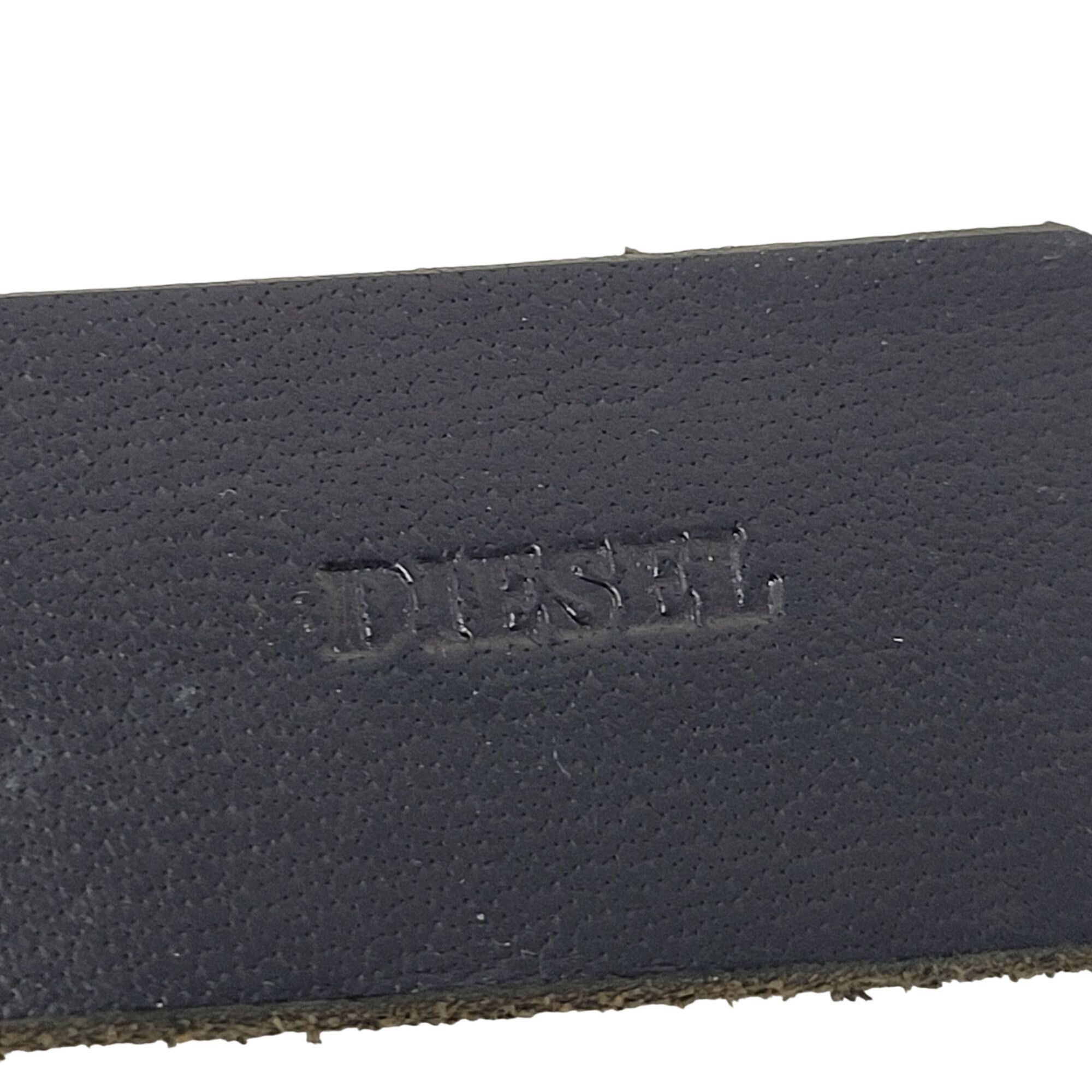 Diesel Mens Diesel Black Italian Genuine Leather Belt Sz S Logo Emb Size 30 - 4 Thumbnail