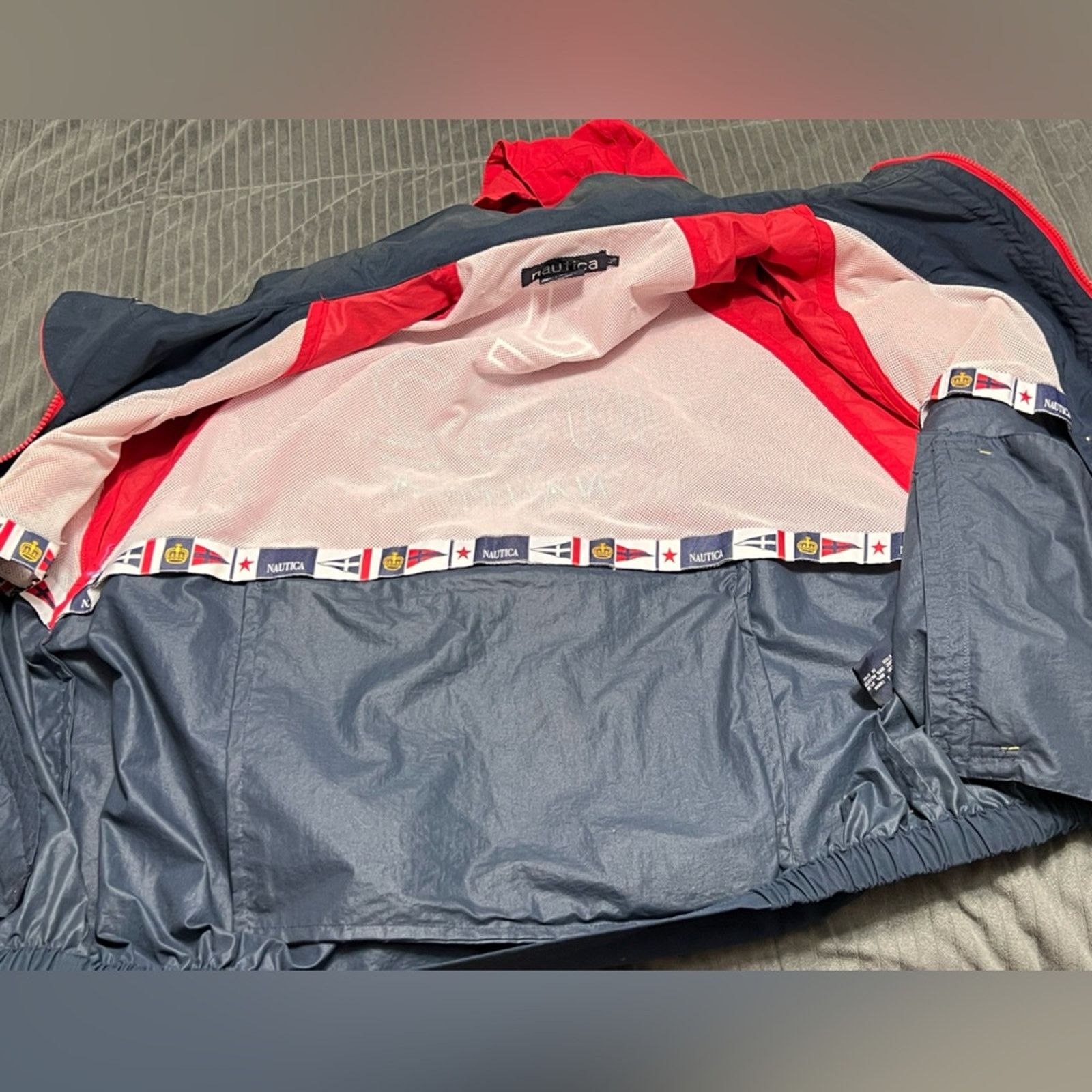 Nautica Vintage 90s Nautica Class Spell Out Sailing Jacket Red Navy Size US L / EU 52-54 / 3 - 5 Thumbnail