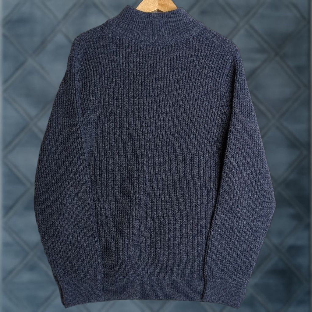 Vintage VINTAGE LL Bean Sweater Jacket Mens XL Blue Waffle-Knit Full Zip Mock Neck Heavy Size US XL / EU 56 / 4 - 1 Thumbnail