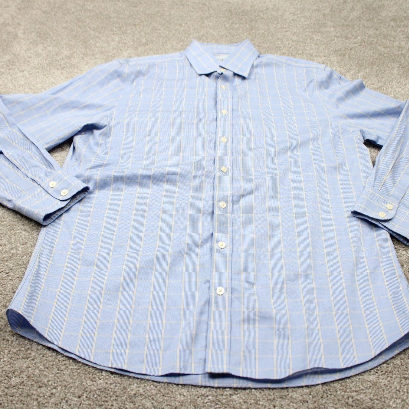 Charles Tyrwhitt Charles Tyrwhitt Dress Shirt Men 16 1/2 34 Blue/Yellow Non Iron Slim Fit Cotton Shirt Slim Mens Blue 16.5 34 Plaid Button-Down Collar Size 46R - 3 Thumbnail