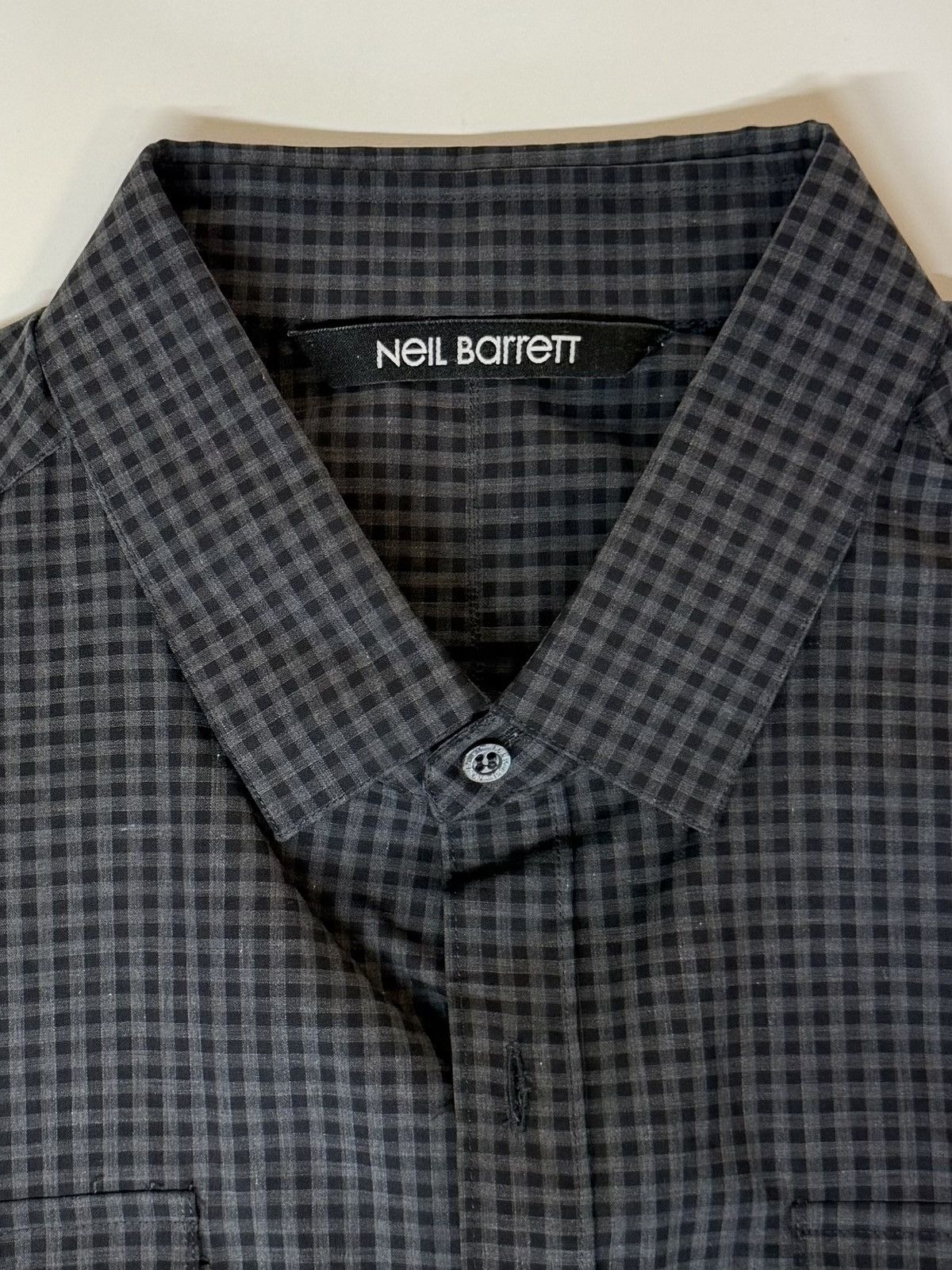 Neil Barrett NEIL BARRETT Military Utility Shirt-Dark Charcoal Gingham XL Size US XL / EU 56 / 4 - 10 Thumbnail
