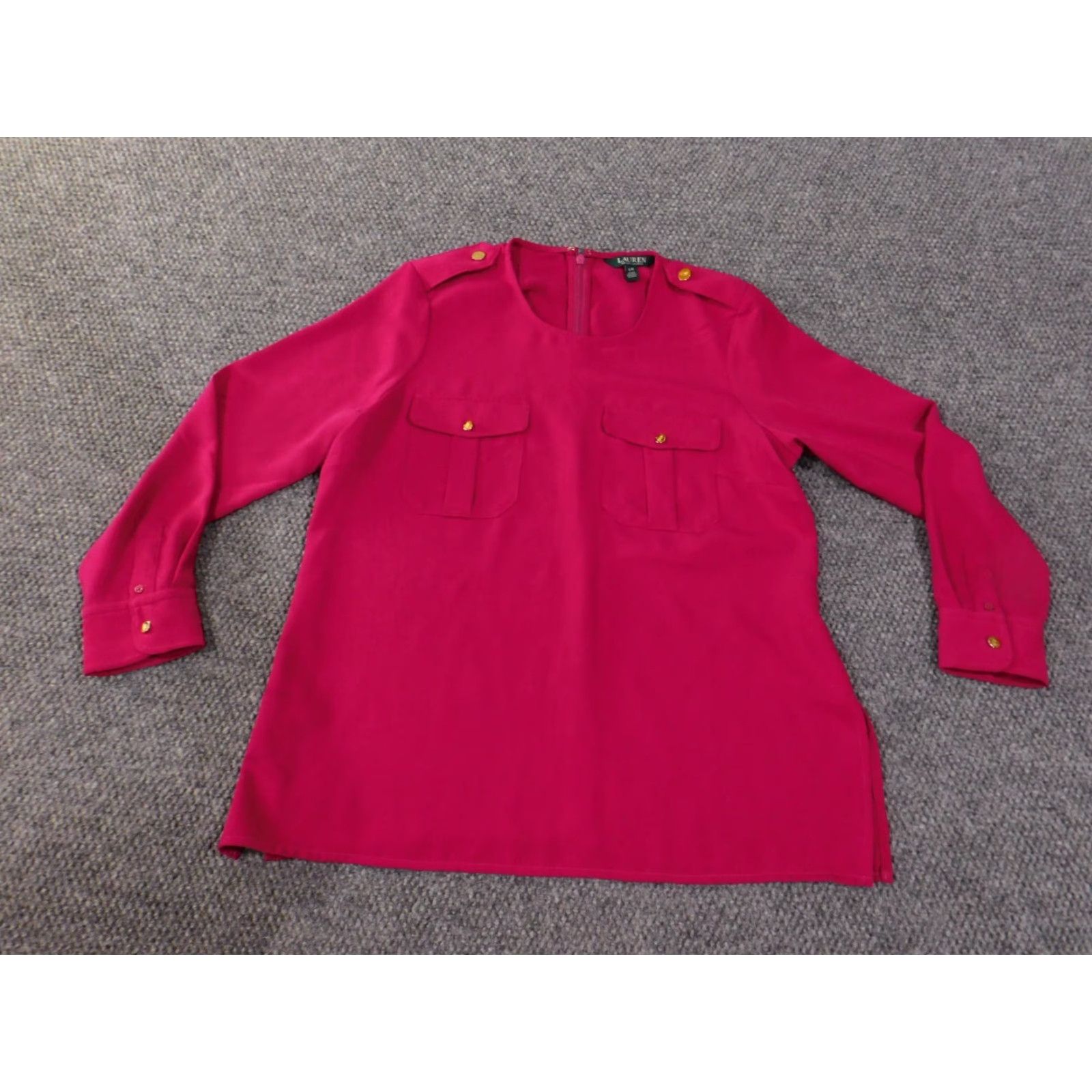 Ralph Lauren Lauren Ralph Lauren Blouse Women's L Pink Knit Cotton Long Sleeve Round Neck Pullover Formal Casual Size L / US 10 / IT 46 - 2 Thumbnail