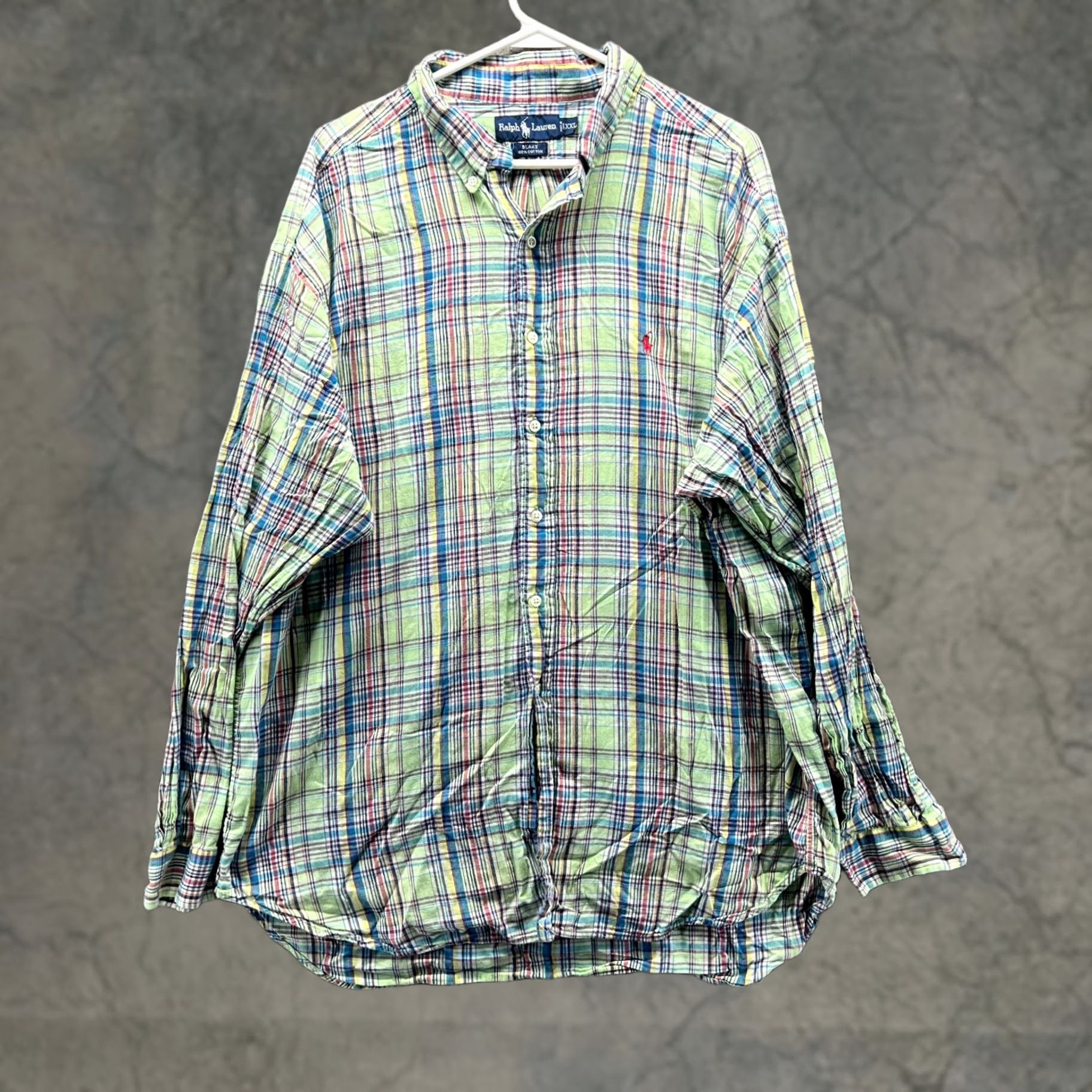 Ralph Lauren VINTAGE Ralph Lauren Shirt Men XXL Green Blue Plaid Button-Down Casual Preppy Modern Day Size US XXL / EU 58 / 5 - 1 Thumbnail