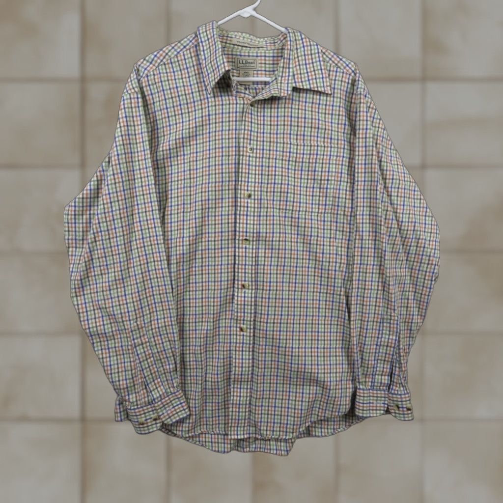 Vintage VINTAGE LL Bean Large Reg Wrinkle Resistant Plaid Button Down L/S Shirt Size US L / EU 52-54 / 3 - 1 Thumbnail