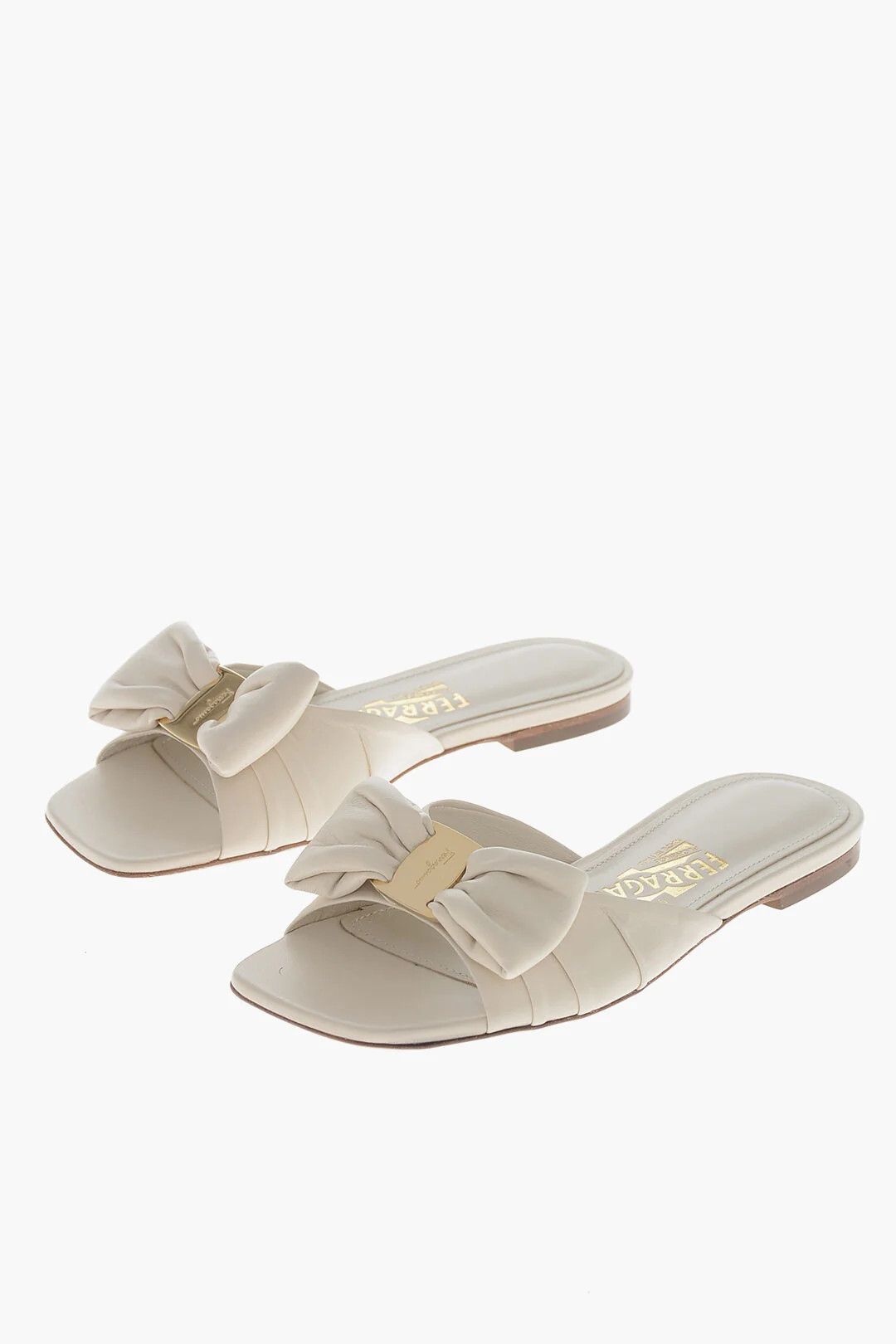 Salvatore Ferragamo og1mm0426 Leather Slide Sandals in White Size US 5 / IT 35 - 3 Thumbnail