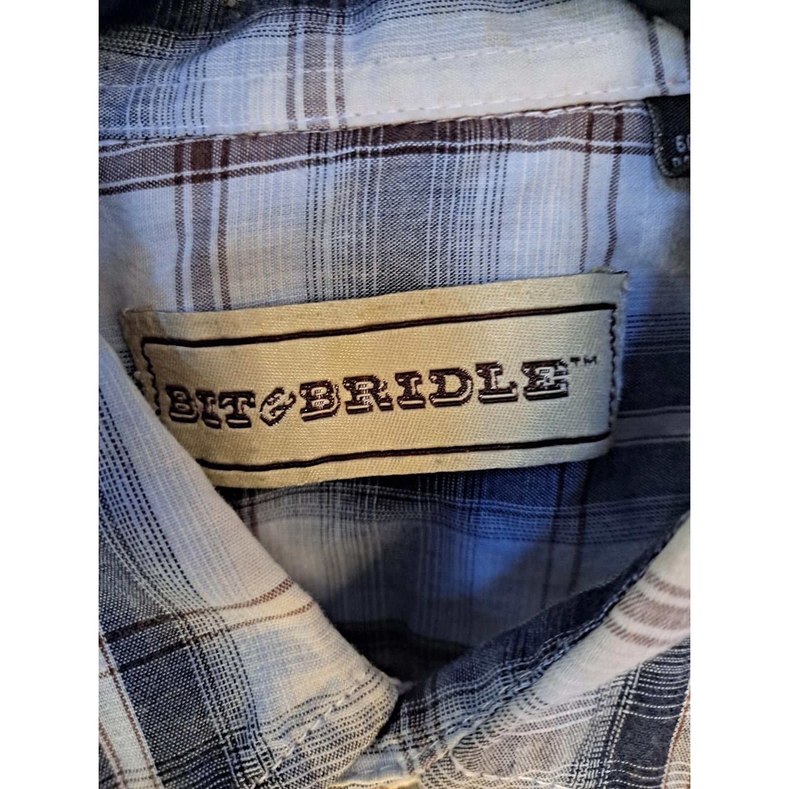 Other Bit & Bridle Brown and Blue Plaid Snap Up Short Sleeve Shirt Size US L / EU 52-54 / 3 - 4 Thumbnail