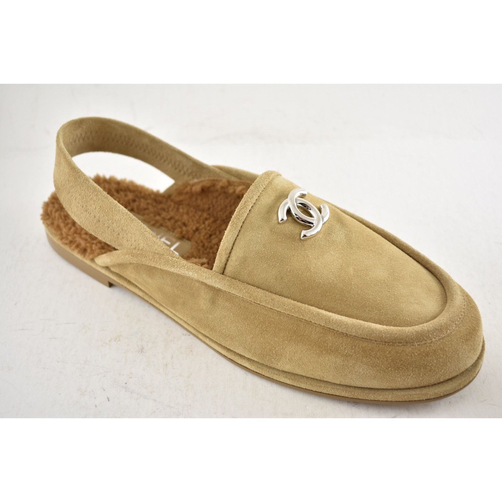 Chanel Chanel Dark Beige Suede Shearling CC Moccasin Loafer 40.5 Size US 10.5 / IT 40.5 - 6 Thumbnail