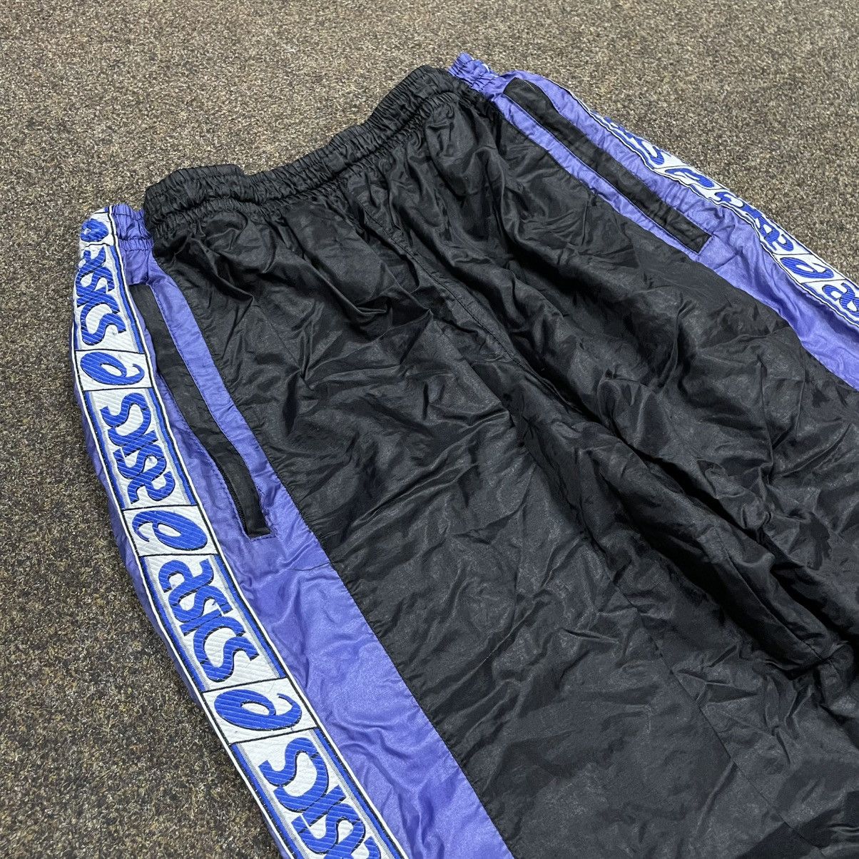 Vintage Y2K Asics Nylon Baggy Track Pants Purple Black Bleached 32 Size US 32 / EU 48 - 5 Thumbnail
