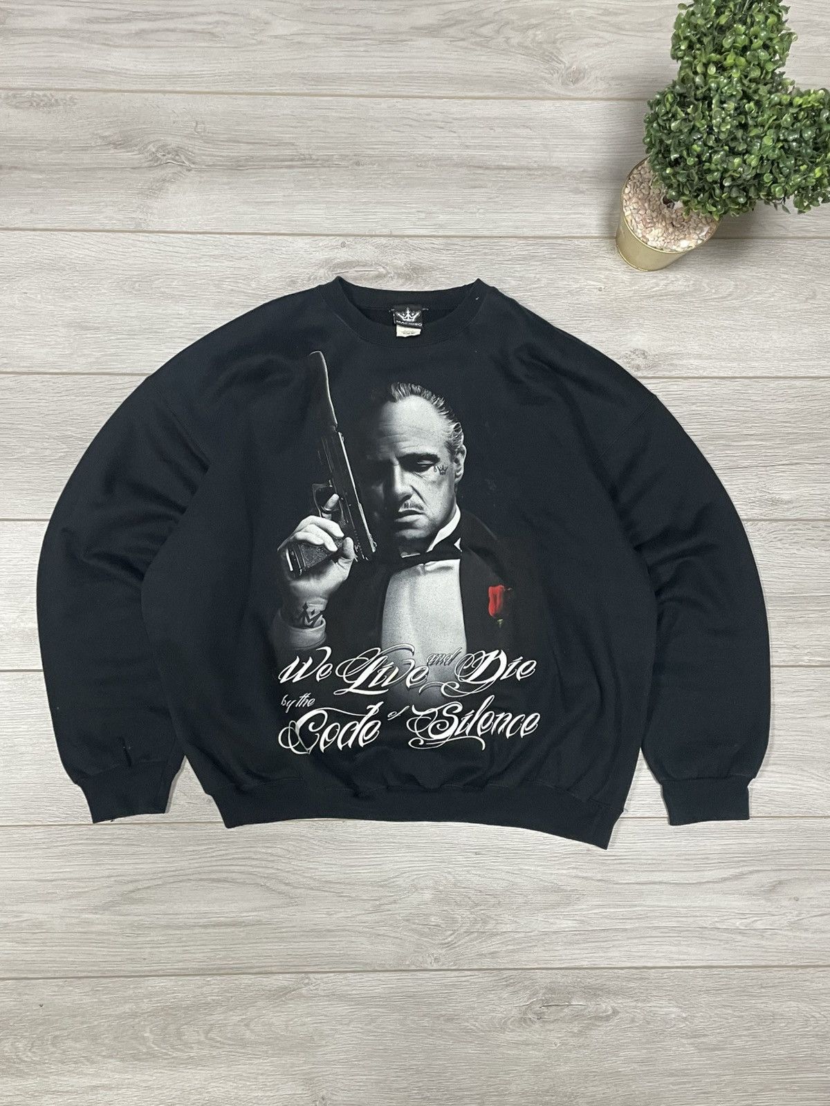 Vintage Don Corleone Mafioso USA The God Father bog print sweatshirt Size US XL / EU 56 / 4 - 1 Thumbnail