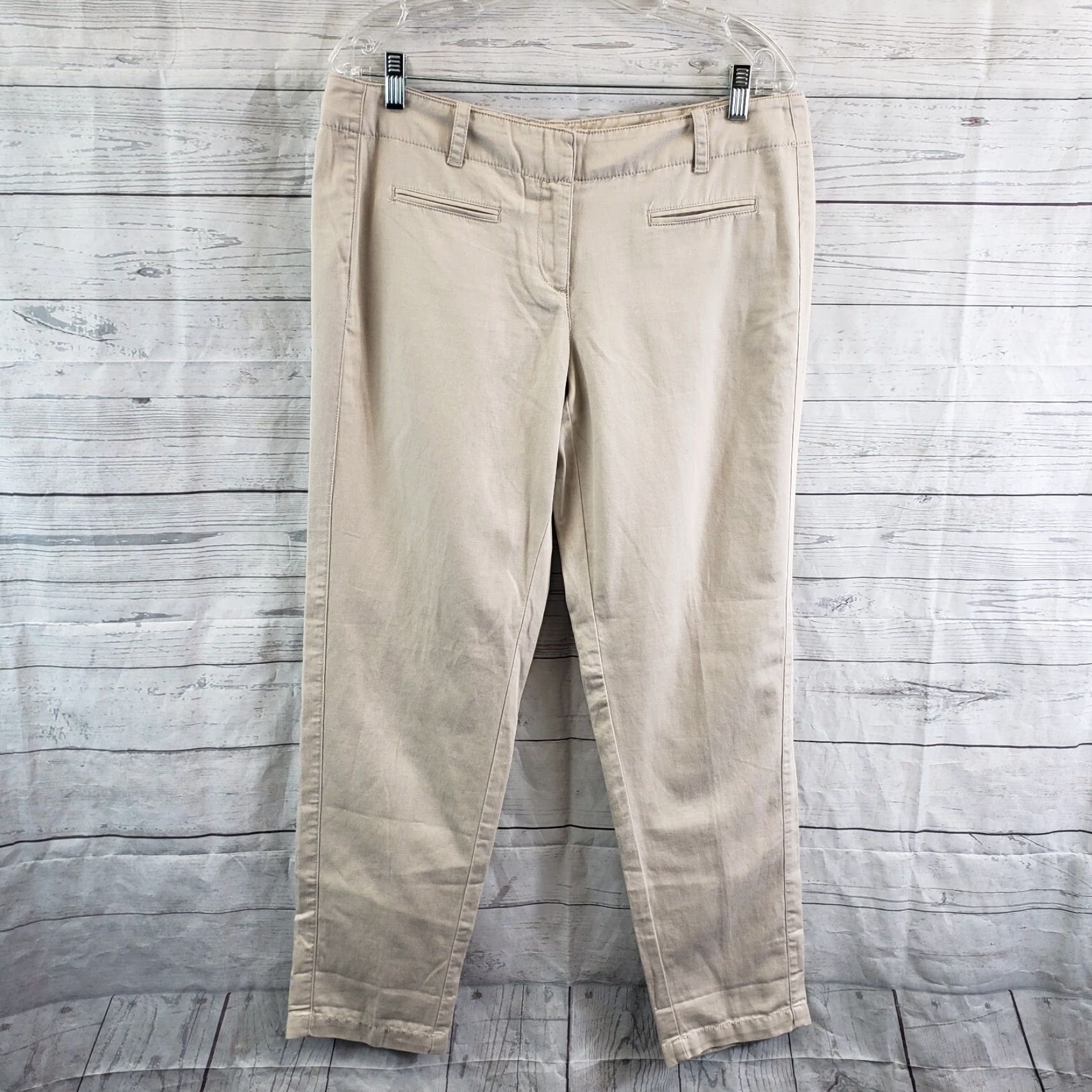 Loft Ann Taylor LOFT Womens Marisa Pants Sz 8 Beige Mid Rise Cotton Linen Blend Size 30" / US 8 / IT 44 - 2 Thumbnail