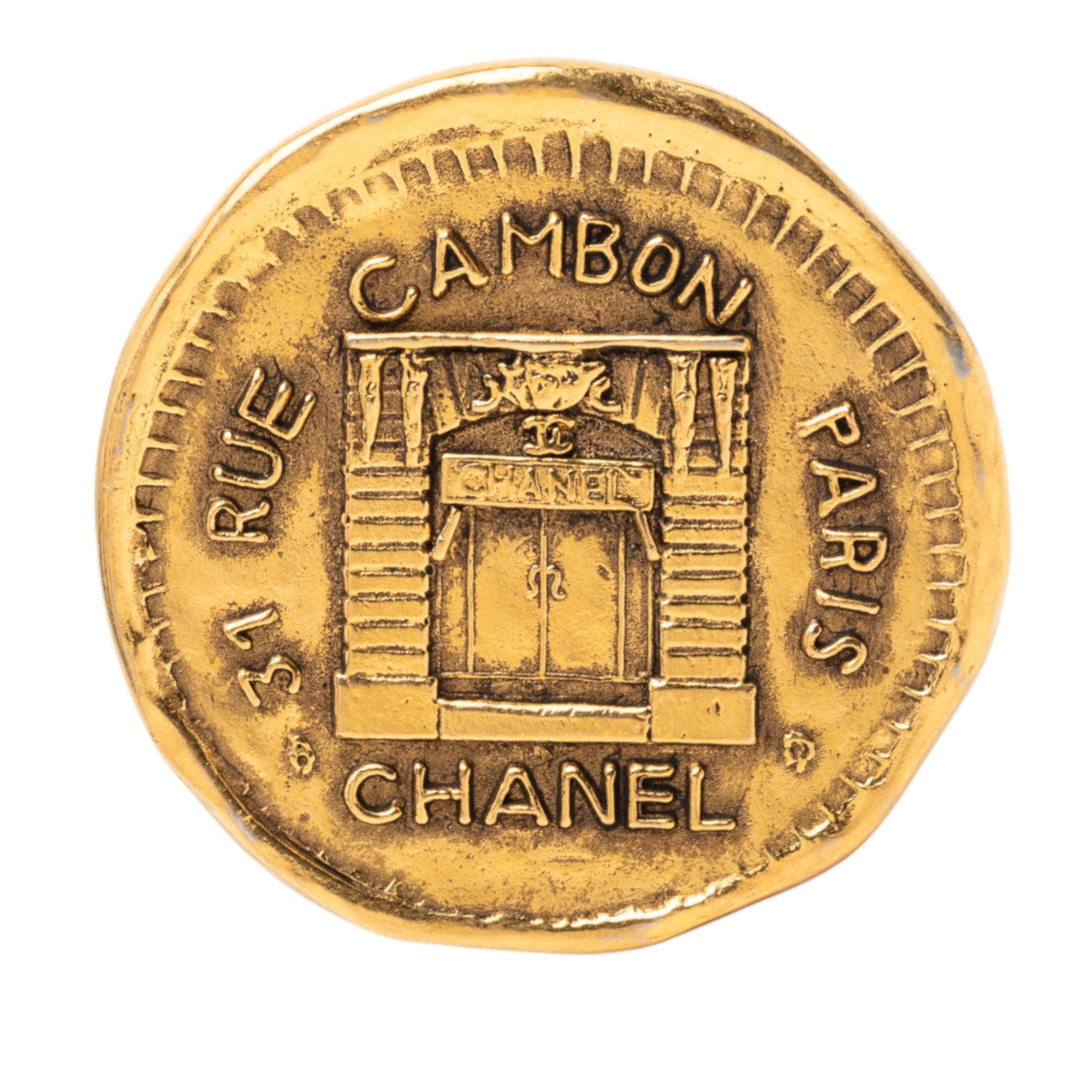 Chanel Chanel Gold Plated 31 Rue Cambon Coin Brooch Size ONE SIZE - 1 Thumbnail