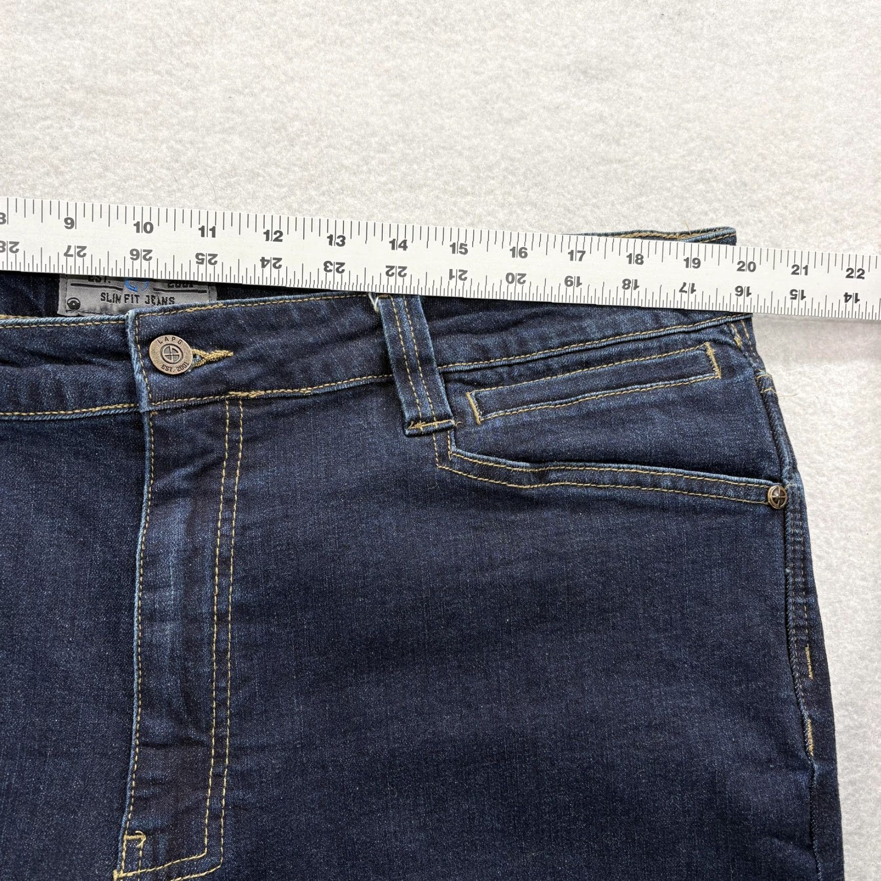 Denime LAPG Terrain Flex Jeans Mens 38x32 Blue Dark Wash Slim Straight Stretch Denim Jeans Size US 38 / EU 54 - 7 Thumbnail