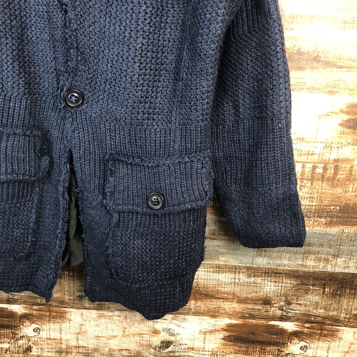 Vintage DL Japan Dark Blue ripped Cardigan Knitwear #C527 Size US M / EU 48-50 / 2 - 8 Thumbnail
