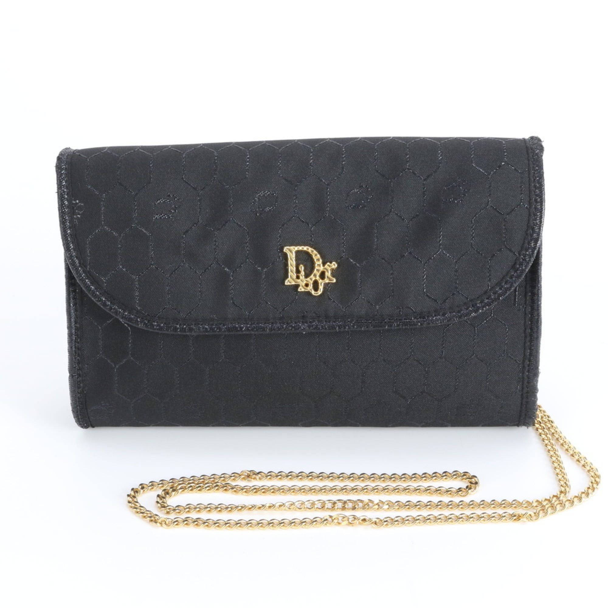 Dior Christian Dior Honeycomb Chain Leather and Nylon Shoulder Bag in Black Gold for Women Size ONE SIZE - 1 Thumbnail