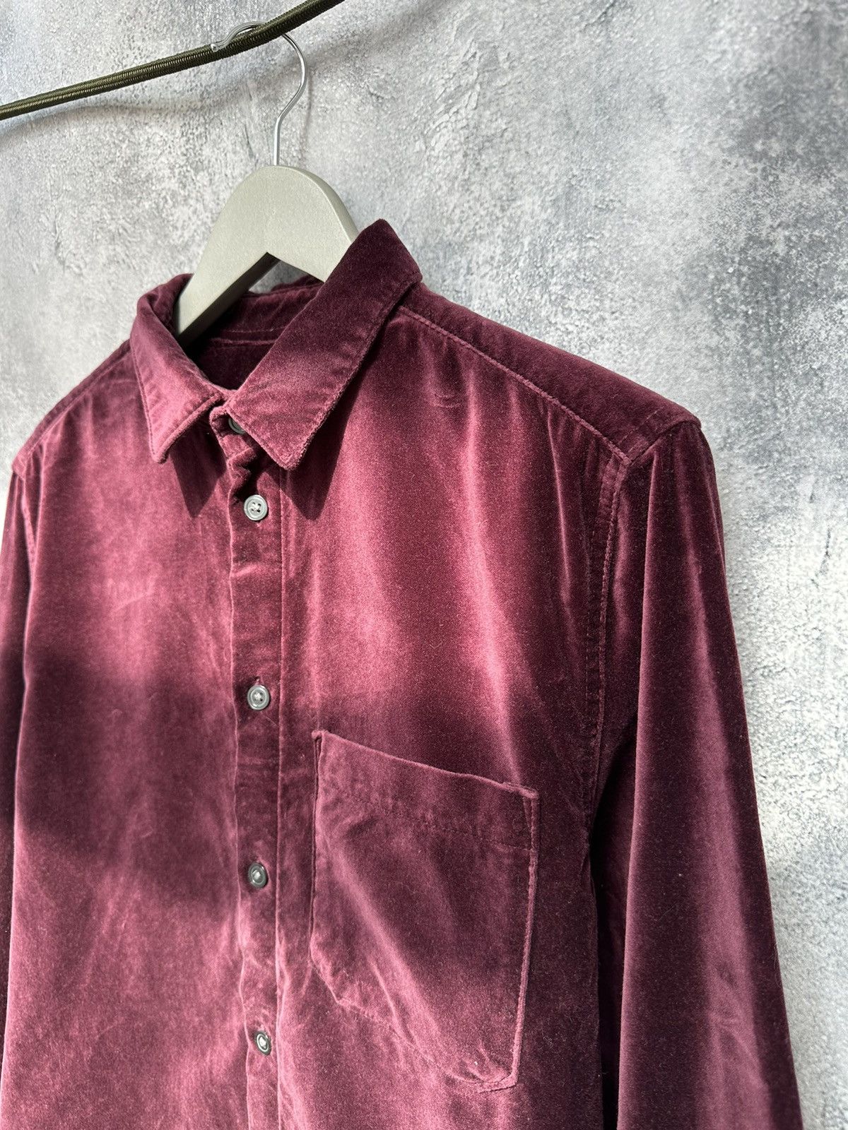 H&M H&M Velour Button Up Shirt Long Sleeve Old Money Burgundy Size US S / EU 44-46 / 1 - 6 Thumbnail