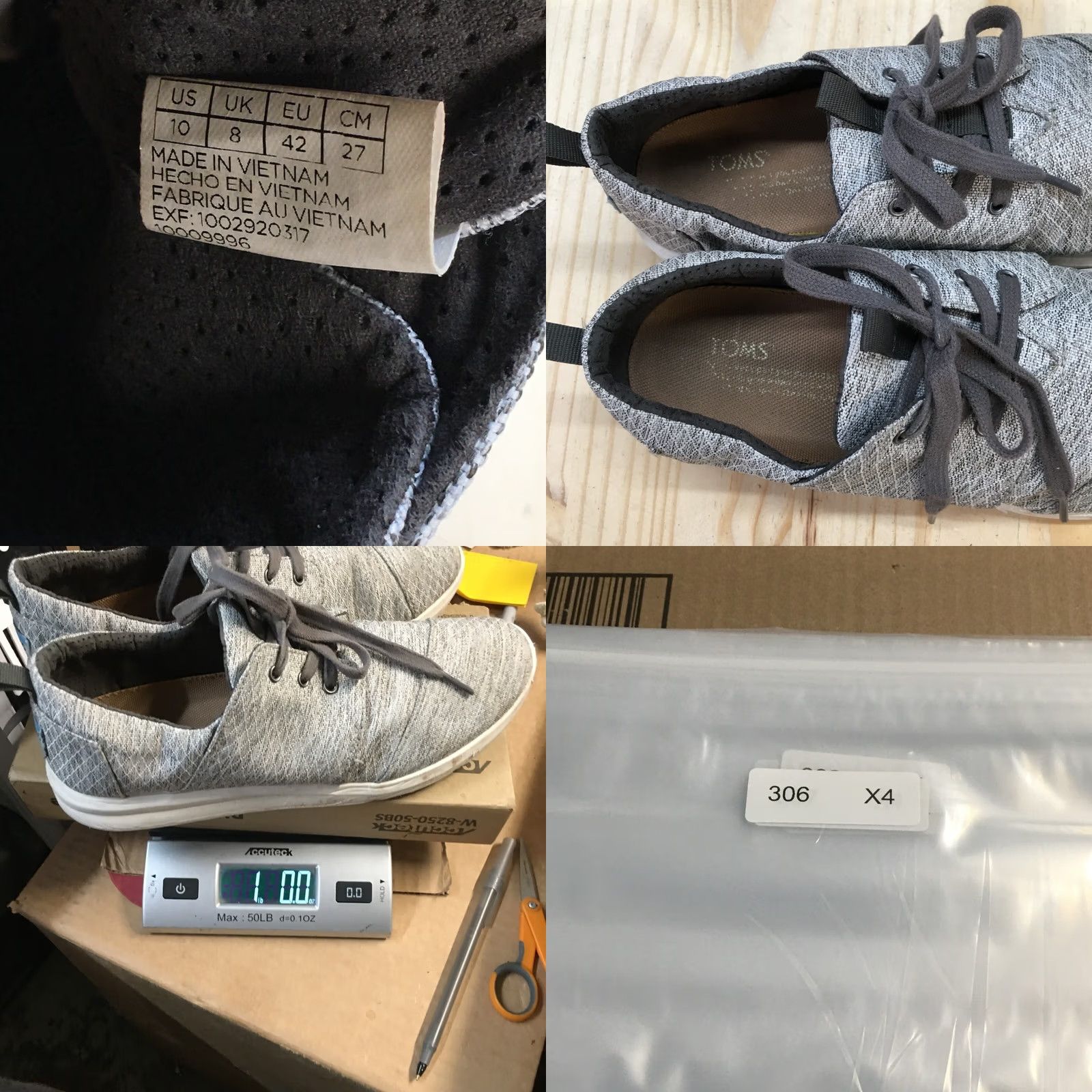 Toms TOMS Shoes Womens 10 Low Top Sneakers Gray Canvas Round Toe Lace Up Casual Size L / US 10 / IT 46 - 9 Thumbnail