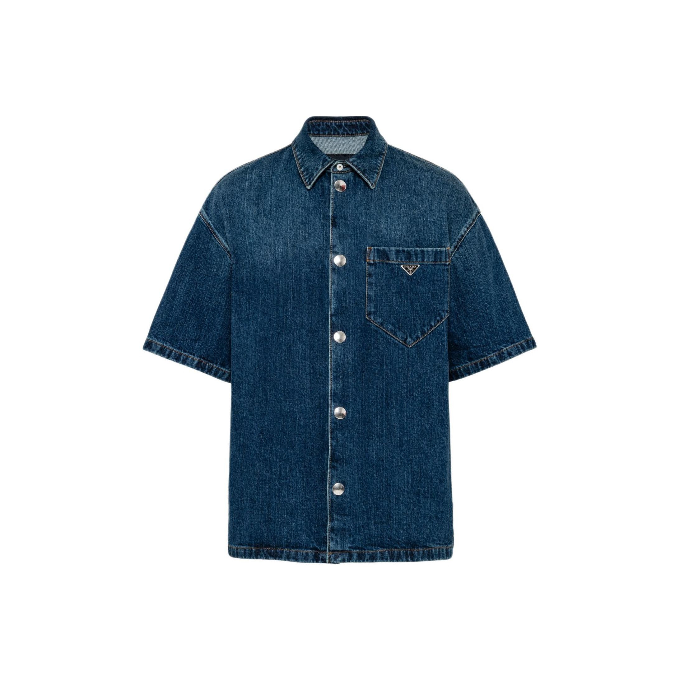 Prada Prada Denim Snap Button Shirt Size M Size US M / EU 48-50 / 2 - 1 Thumbnail