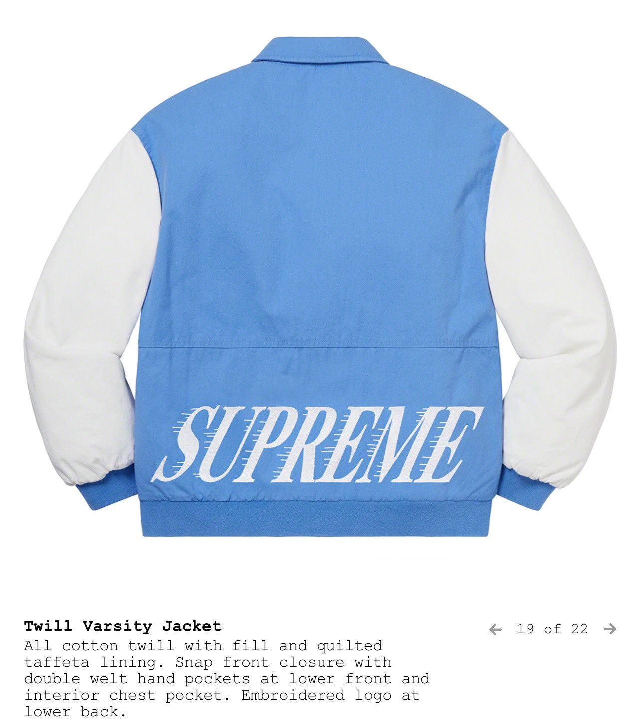 Supreme Supreme Twill Varsity Jacket Size US XL / EU 56 / 4 - 9 Thumbnail