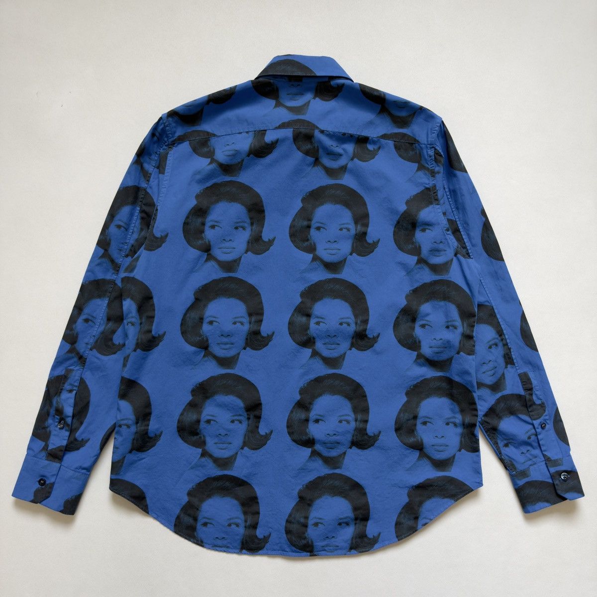 Wales Bonner A/W 25 ‘Selah’ Blue+Black Face Print Shirt Size US L / EU 52-54 / 3 - 11 Thumbnail