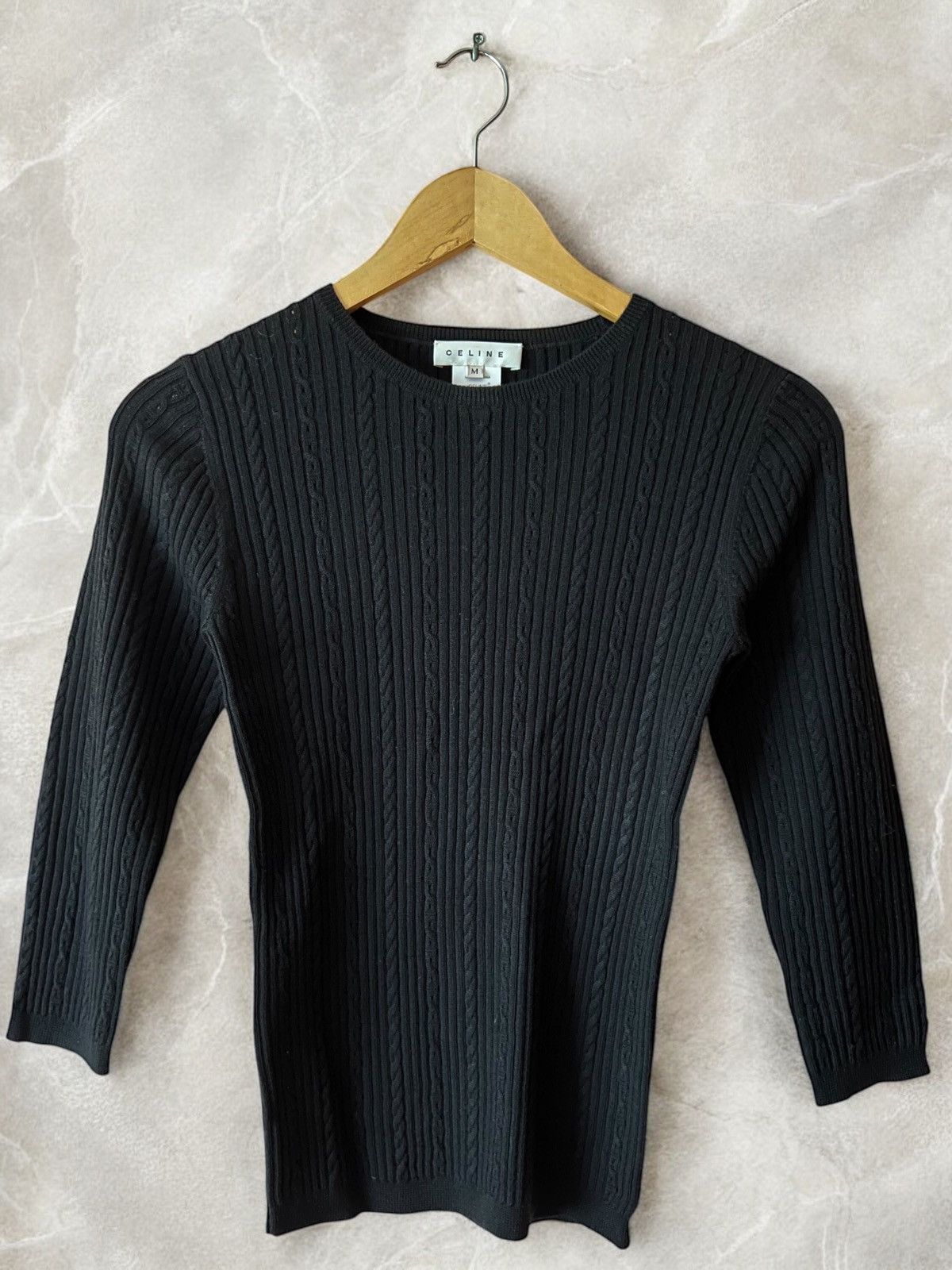 CELINE CABLE KNIT 100% LAINE WOOL EXCLUSIVE SWEATER BLOUSE