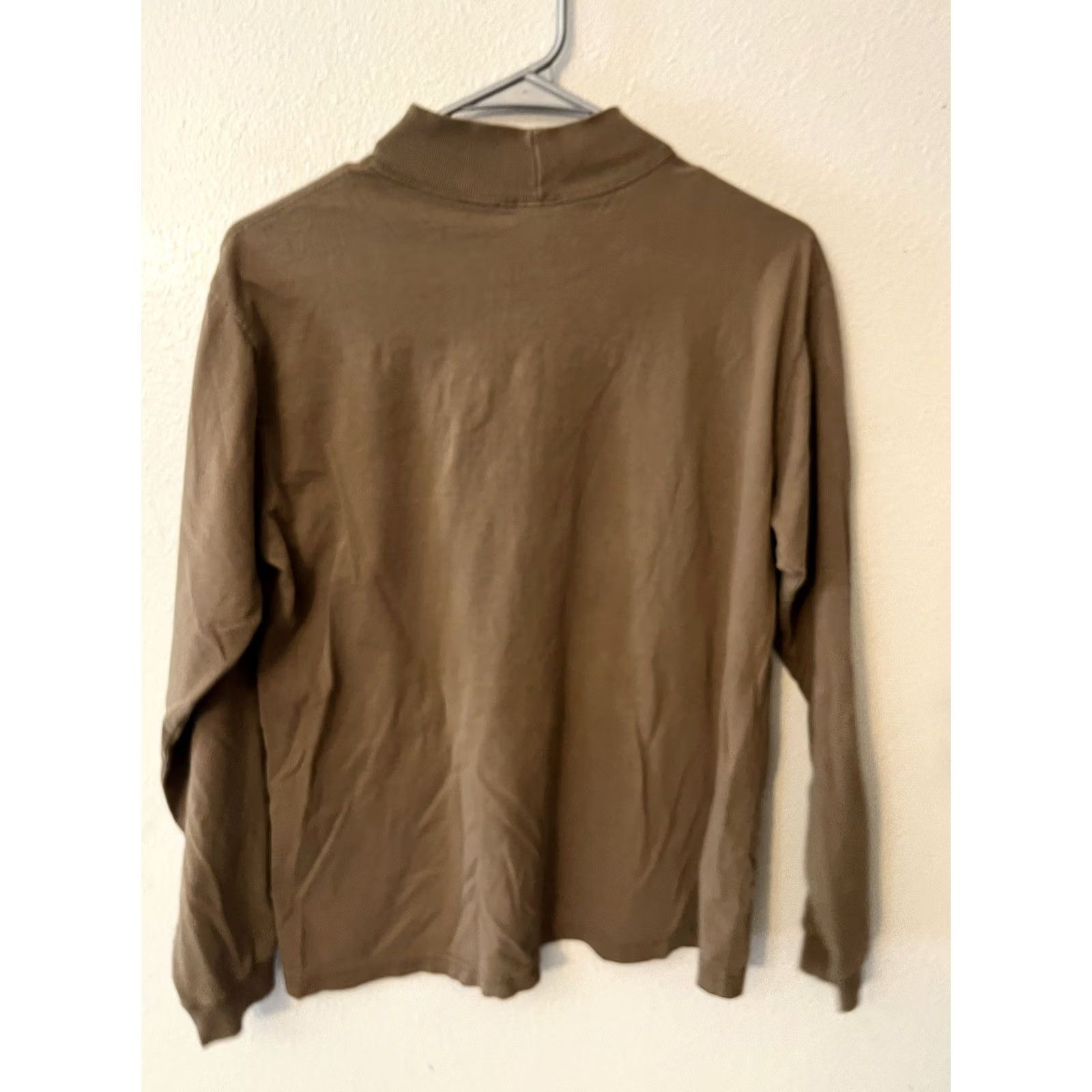 Vintage VINTAGE L.L. Bean Turtleneck Shirt Brown L Made in USA Cotton Casual Button Mens Size US L / EU 52-54 / 3 - 3 Thumbnail