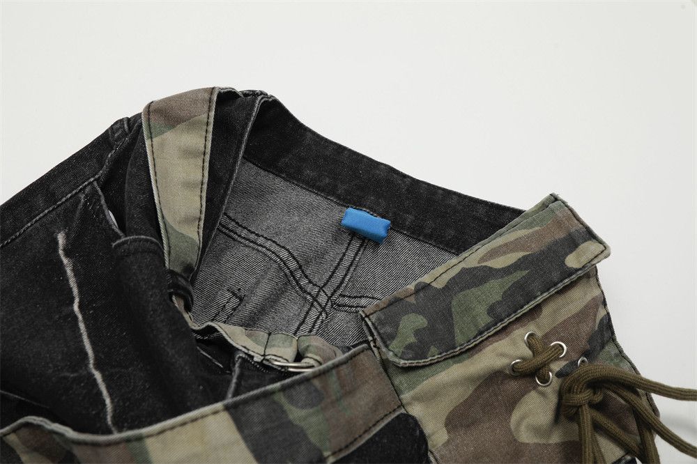 Vintage Men's high street belt loose patchwork ripped scimitar jeans Size US 32 / EU 48 - 3 Thumbnail