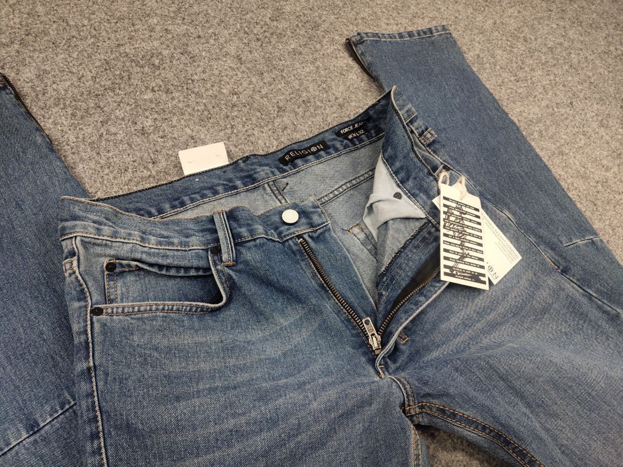 If Six Was Nine Religion New Atlantic Blue Force Distressed Denim Zip jeans Size US 34 / EU 50 - 12 Thumbnail